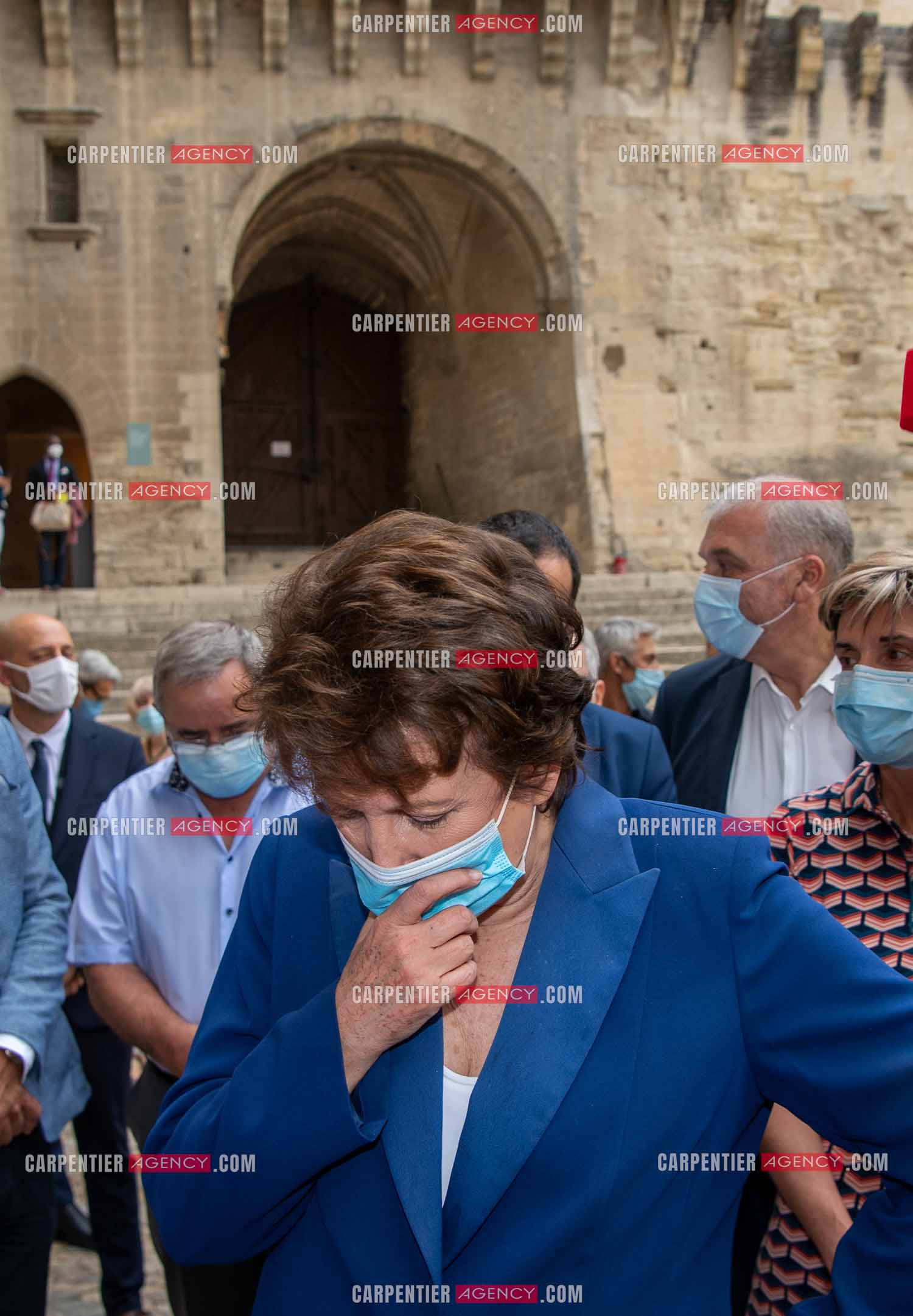 Roselyne Bachelot-Narquin, ministre de la Culture en déplacement a Avignon pour une Visite du Palais des Papes et échanges avec les artistes et les directrices et directeurs des théâtres suivi d'un spectacle vivant de clôture du festival Le souffle d’Avignon.