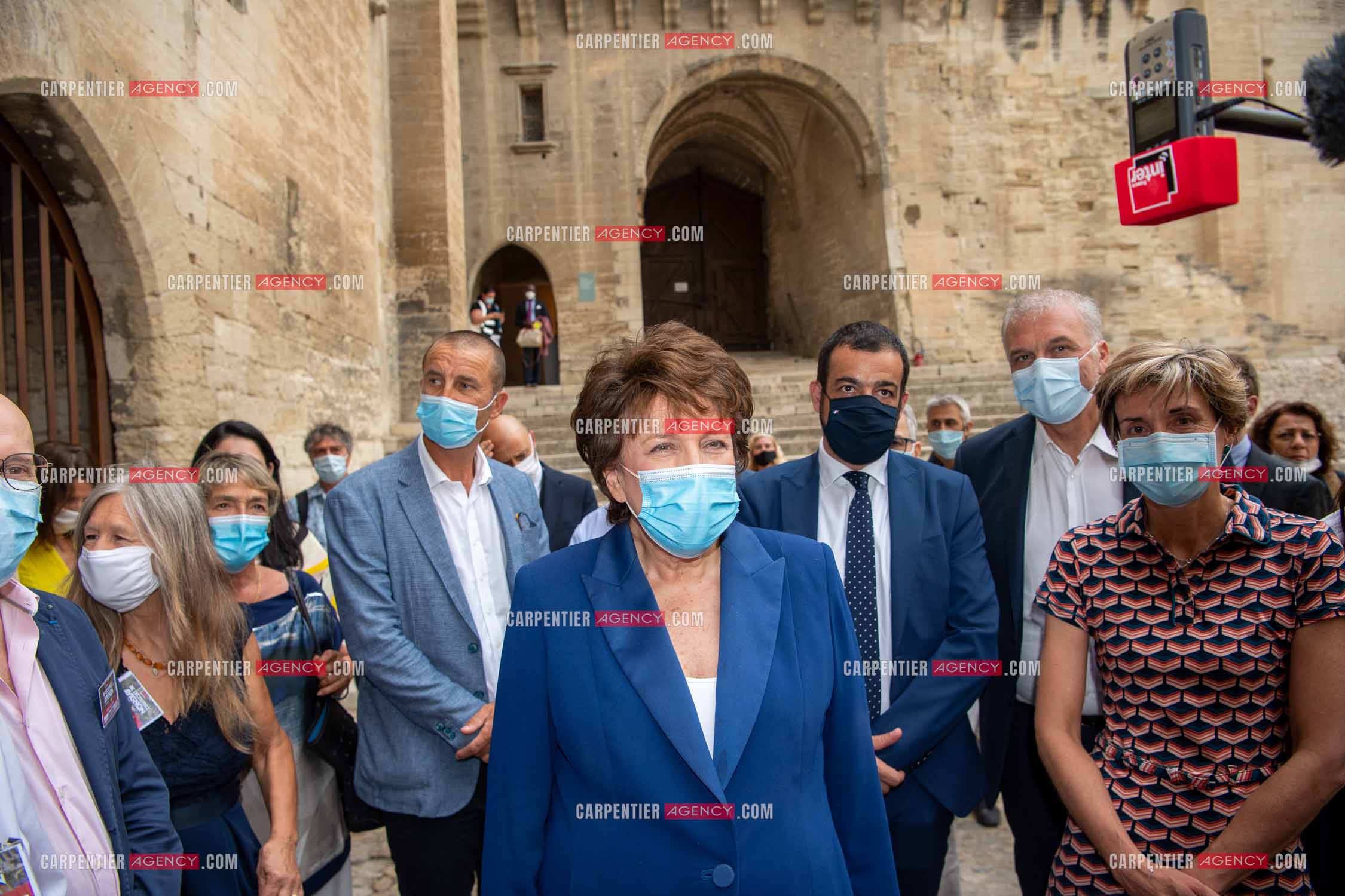 Roselyne Bachelot-Narquin, ministre de la Culture en déplacement a Avignon pour une Visite du Palais des Papes et échanges avec les artistes et les directrices et directeurs des théâtres suivi d'un spectacle vivant de clôture du festival Le souffle d’Avignon.