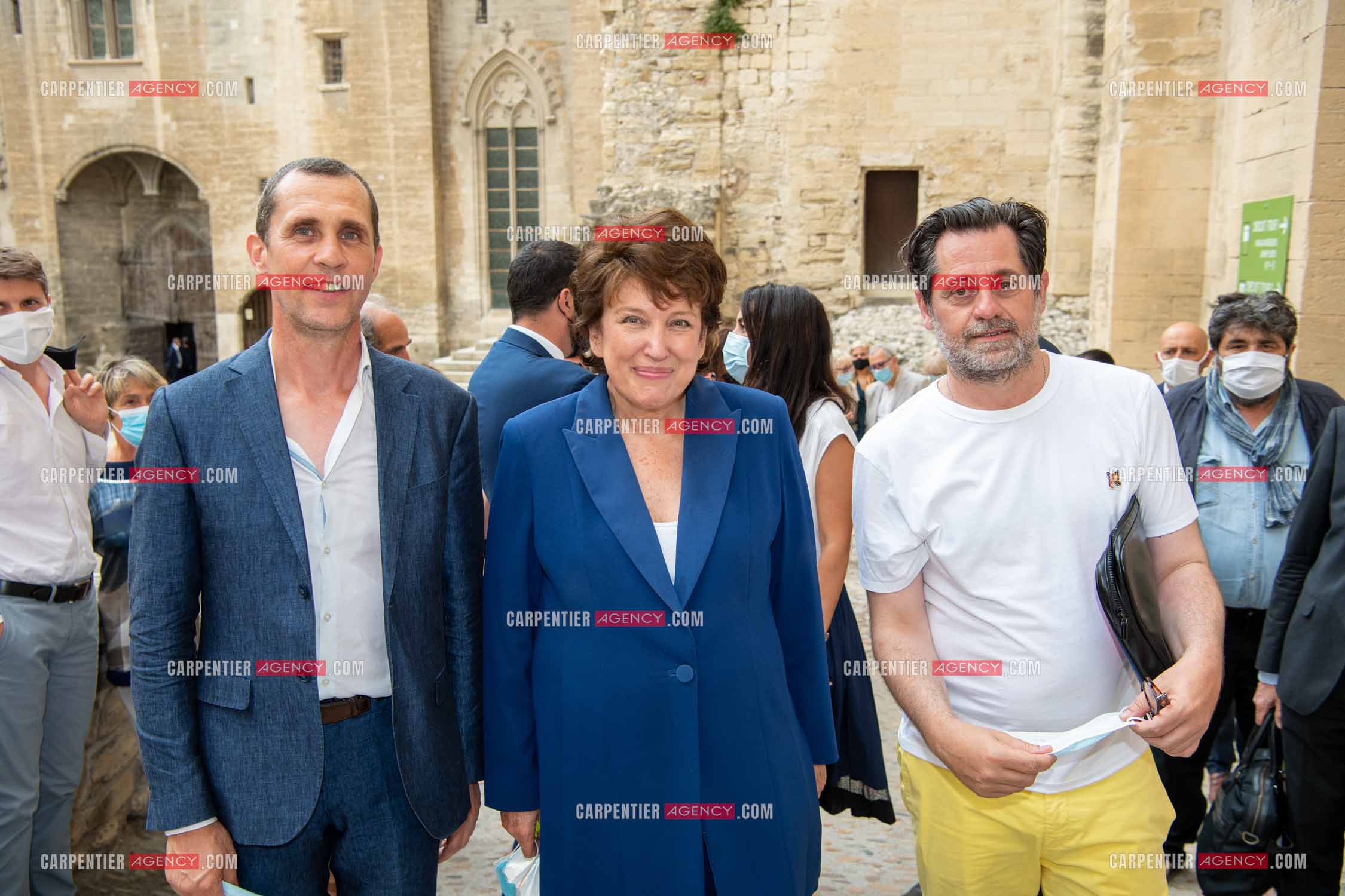Roselyne Bachelot-Narquin, ministre de la Culture en déplacement a Avignon pour une Visite du Palais des Papes et échanges avec les artistes et les directrices et directeurs des théâtres suivi d'un spectacle vivant de clôture du festival Le souffle d’Avignon.