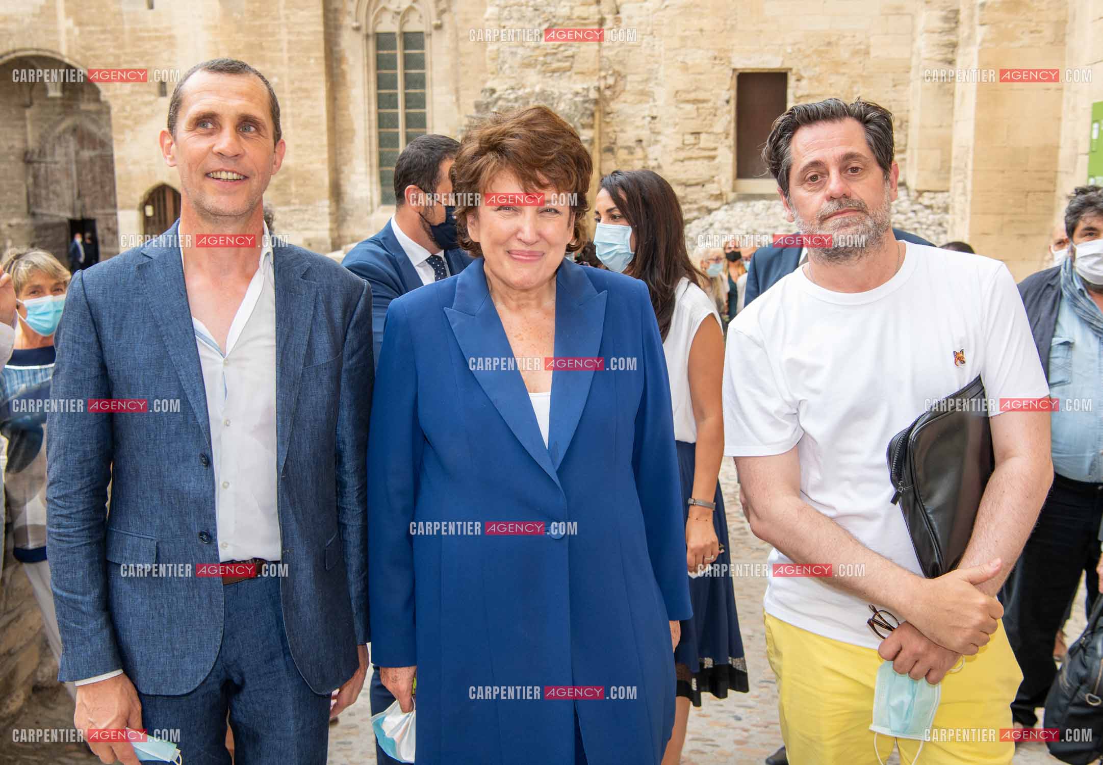Roselyne Bachelot-Narquin, ministre de la Culture en déplacement a Avignon pour une Visite du Palais des Papes et échanges avec les artistes et les directrices et directeurs des théâtres suivi d'un spectacle vivant de clôture du festival Le souffle d’Avignon.