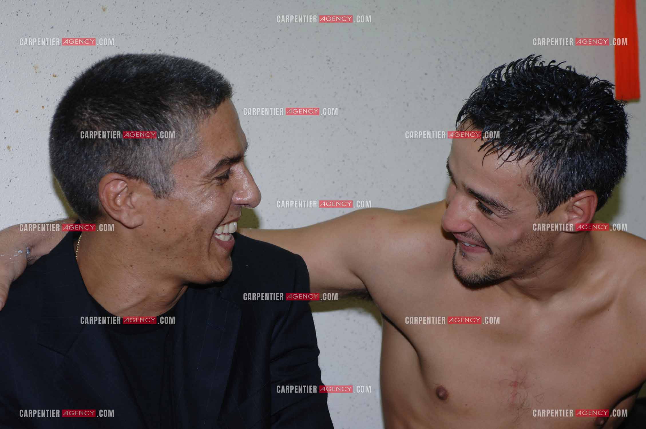 Samy Naceri et son ami Farid Khider six fois champion du monde de boxe.       ( Exclusif )