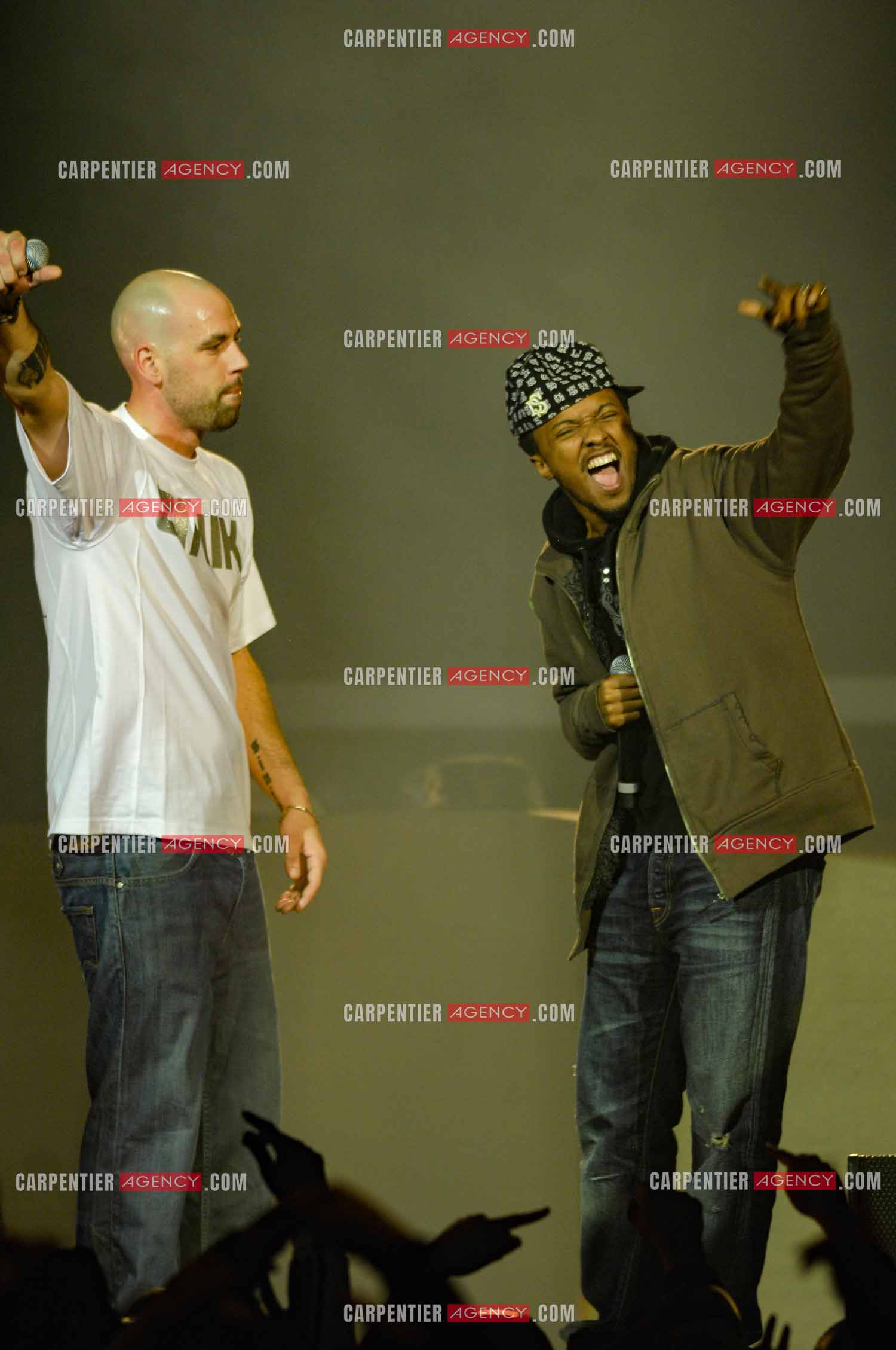 Le rappeur Sinik en concert au Zénith de Paris. Les deux rappeurs Sinik et Soprano pour un duo.    ( Exclusif )