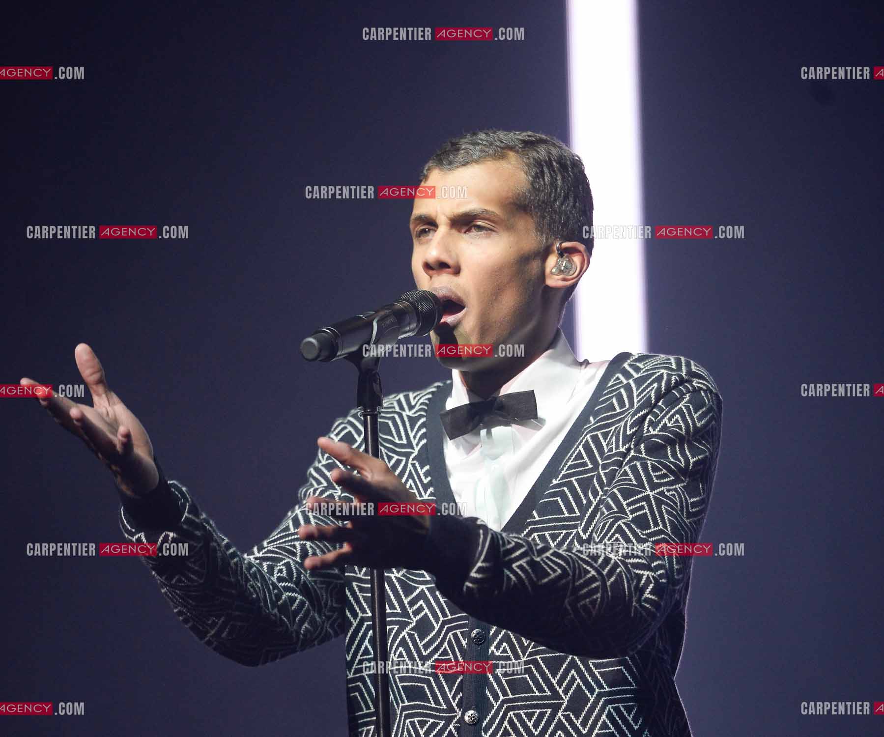 Le chanteur Belge Stromae en concert au Zénith de Paris.