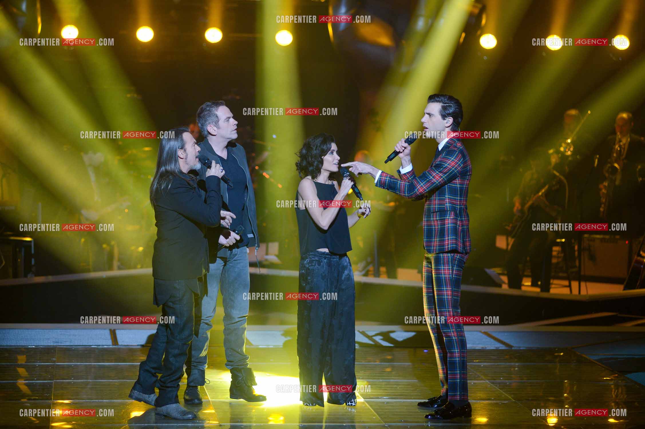 Saison 3 de l'émission The Voice. Les 4 coachs de cette saison, Florent Pagny, Jenifer, Garou et Mika.           ( Exclusif )