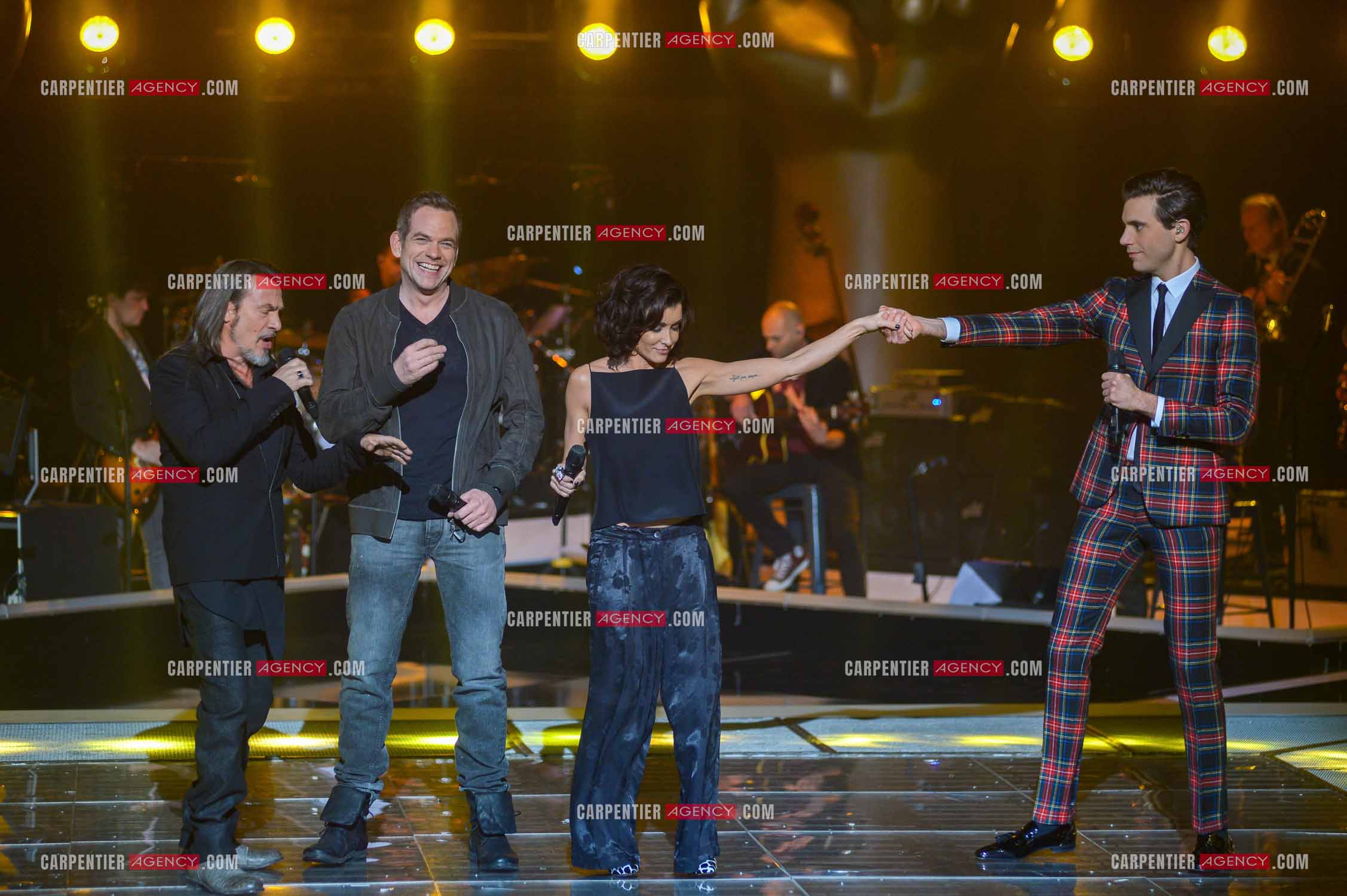 Saison 3 de l'émission The Voice. Les 4 coachs de cette saison, Florent Pagny, Jenifer, Garou et Mika.           ( Exclusif )