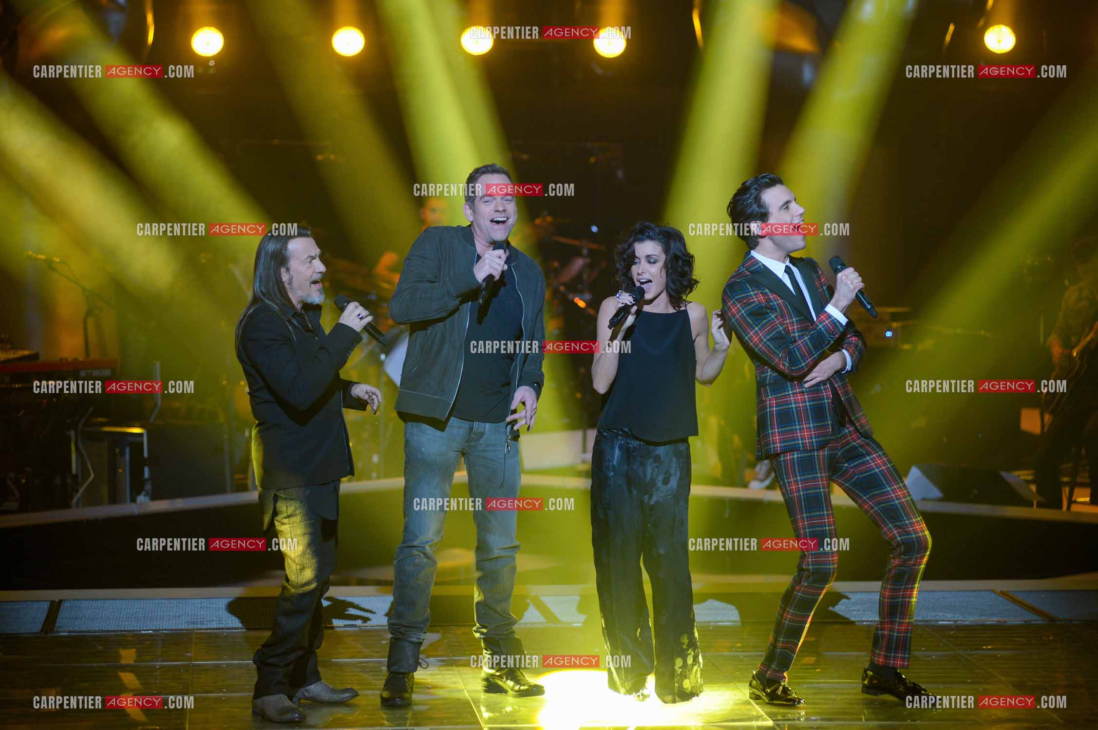 Saison 3 de l'émission The Voice. Les 4 coachs de cette saison, Florent Pagny, Jenifer, Garou et Mika.           ( Exclusif )