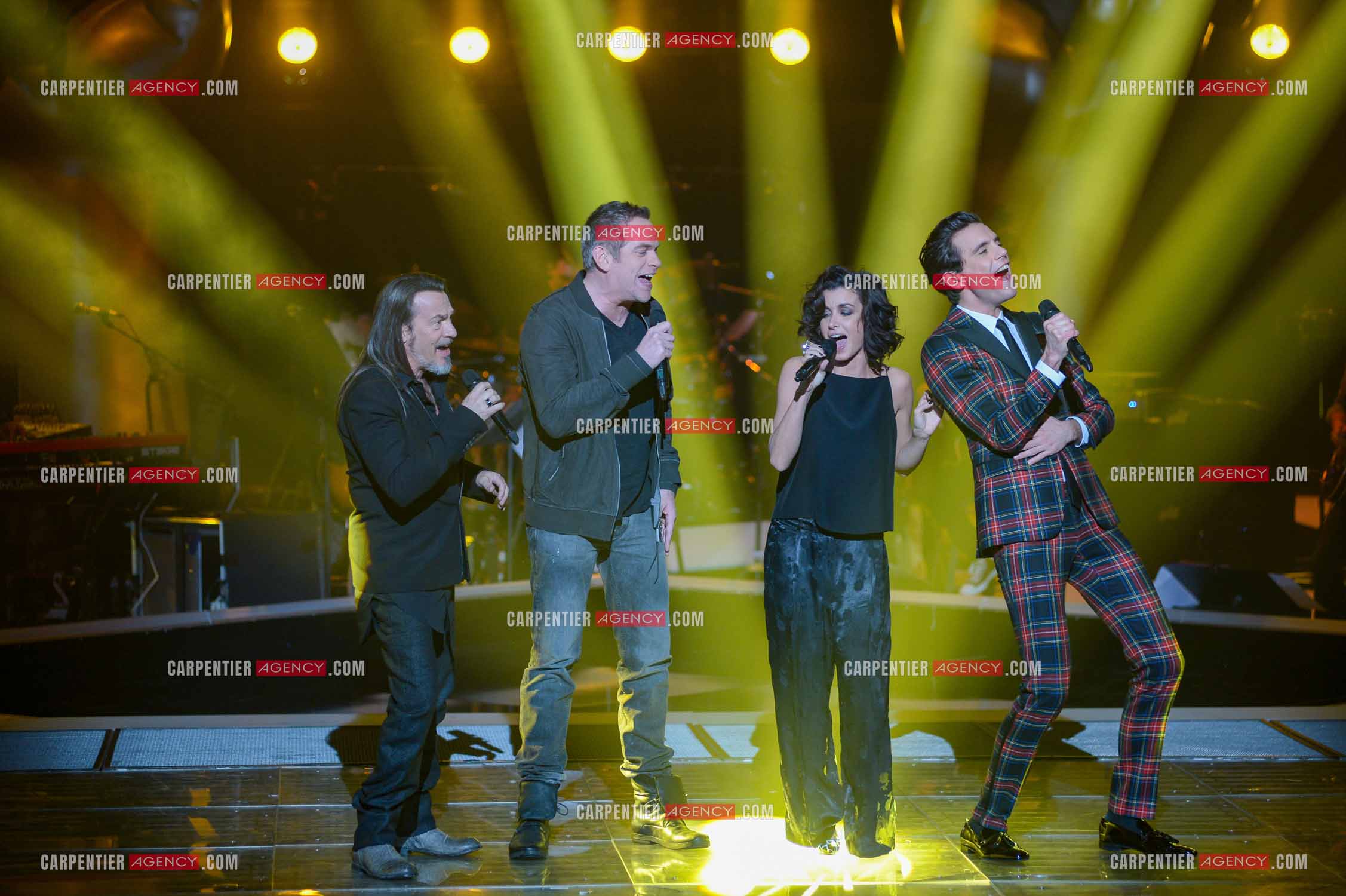 Saison 3 de l'émission The Voice. Les 4 coachs de cette saison, Florent Pagny, Jenifer, Garou et Mika.           ( Exclusif )