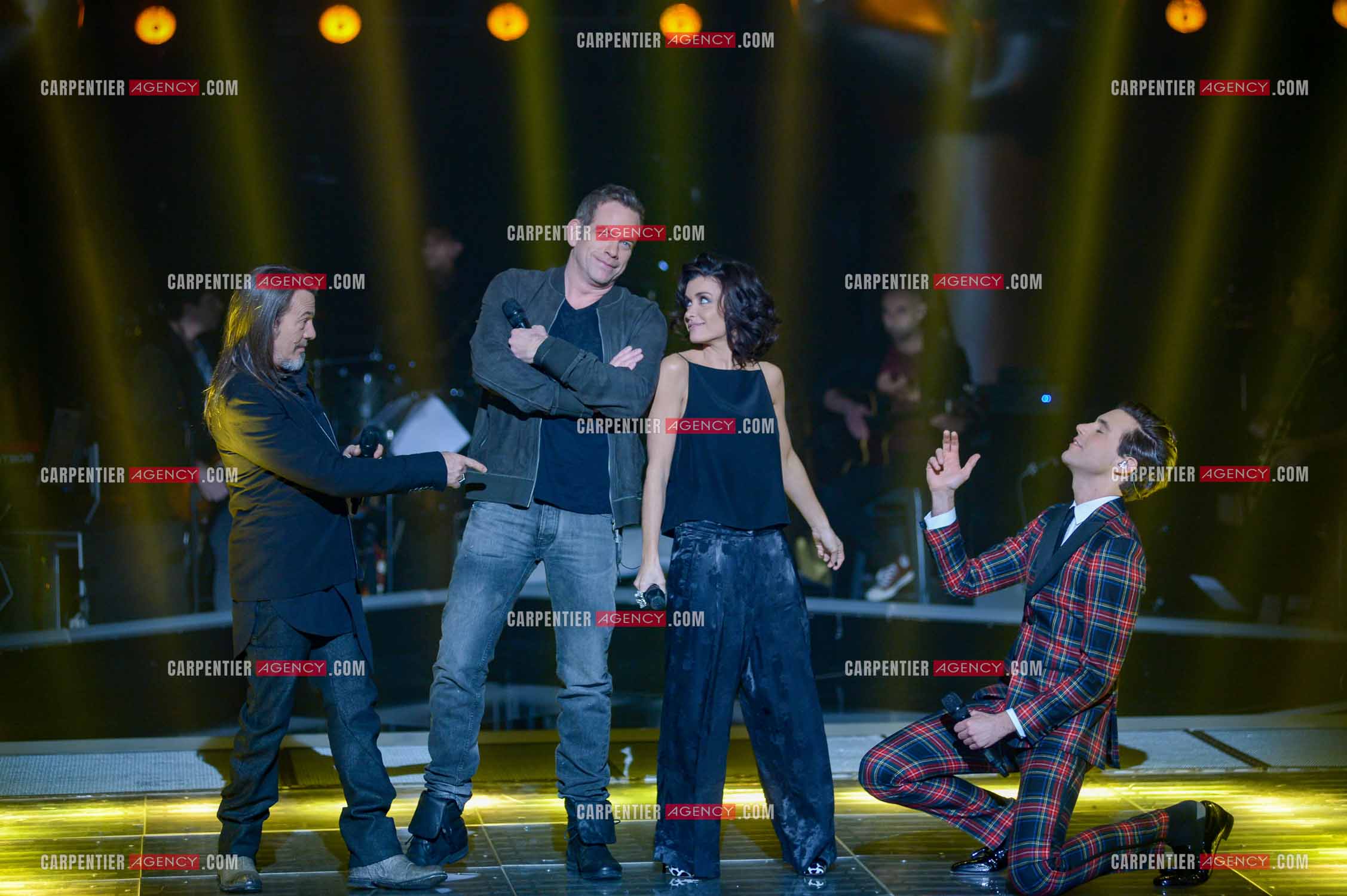 Saison 3 de l'émission The Voice. Les 4 coachs de cette saison, Florent Pagny, Jenifer, Garou et Mika.           ( Exclusif )