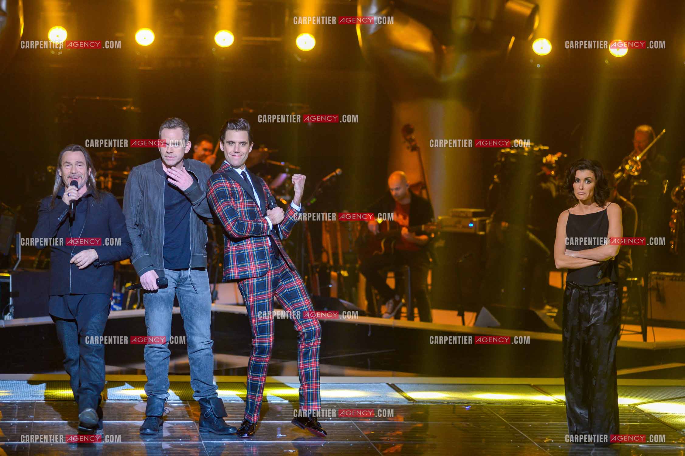 Saison 3 de l'émission The Voice. Les 4 coachs de cette saison, Florent Pagny, Jenifer, Garou et Mika.           ( Exclusif )