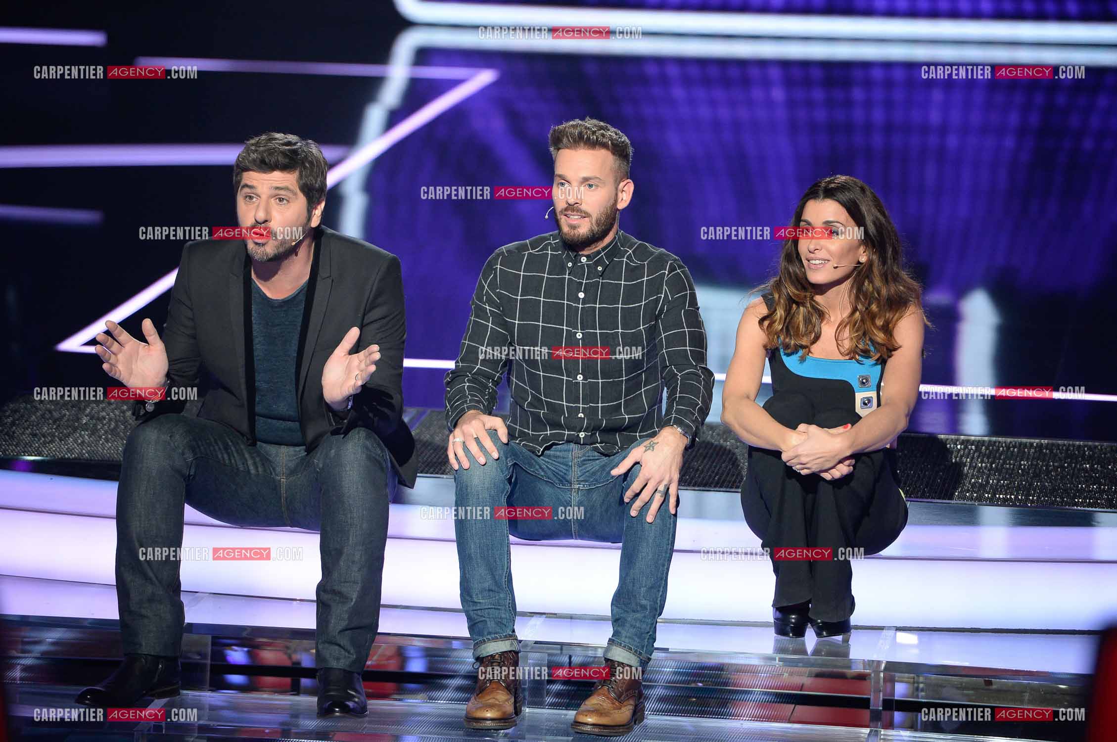 Saison 3 de l'émission The Voice Kids en 2015. Les trois coachs de cette saison, Patrick Fiori, Jenifer et Matt Pokora.        ( Exclusif )