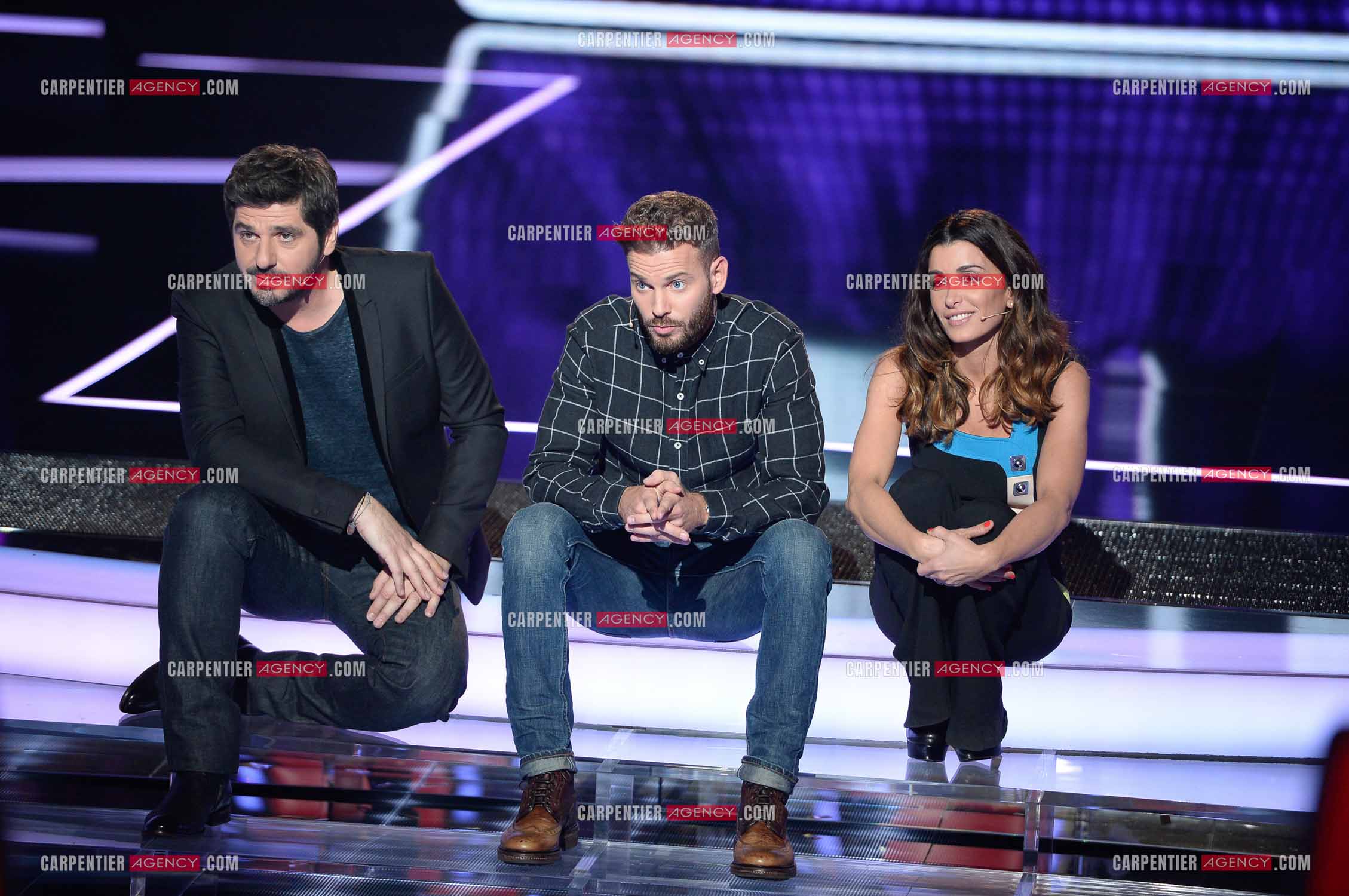 Saison 3 de l'émission The Voice Kids en 2015. Les trois coachs de cette saison, Patrick Fiori, Jenifer et Matt Pokora.        ( Exclusif )