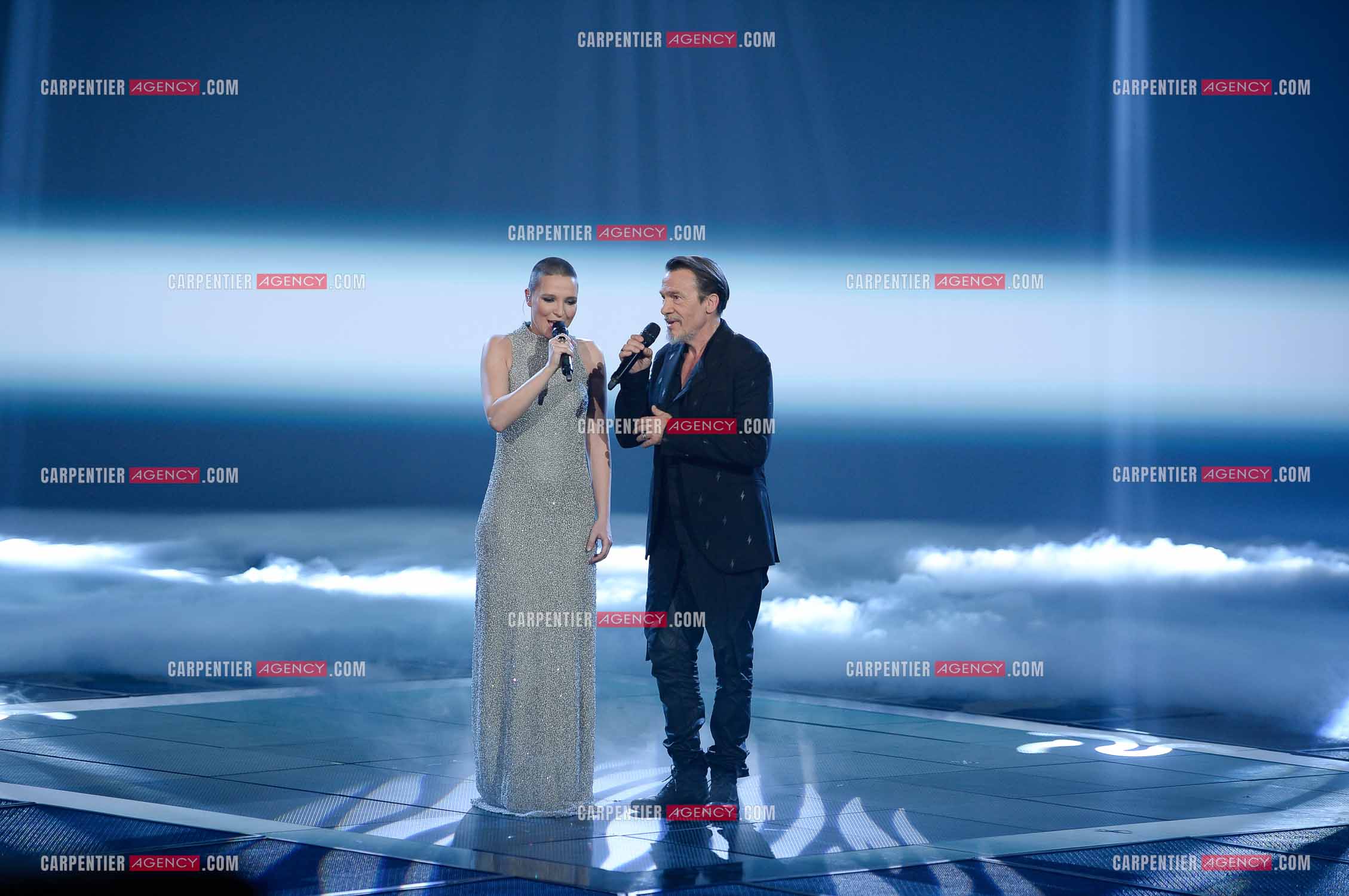 Saison 4 de l'émission The Voice en 2015. Duo entre la finaliste Anne Sila et son coach Florent Pagny.         ( Exclusif )