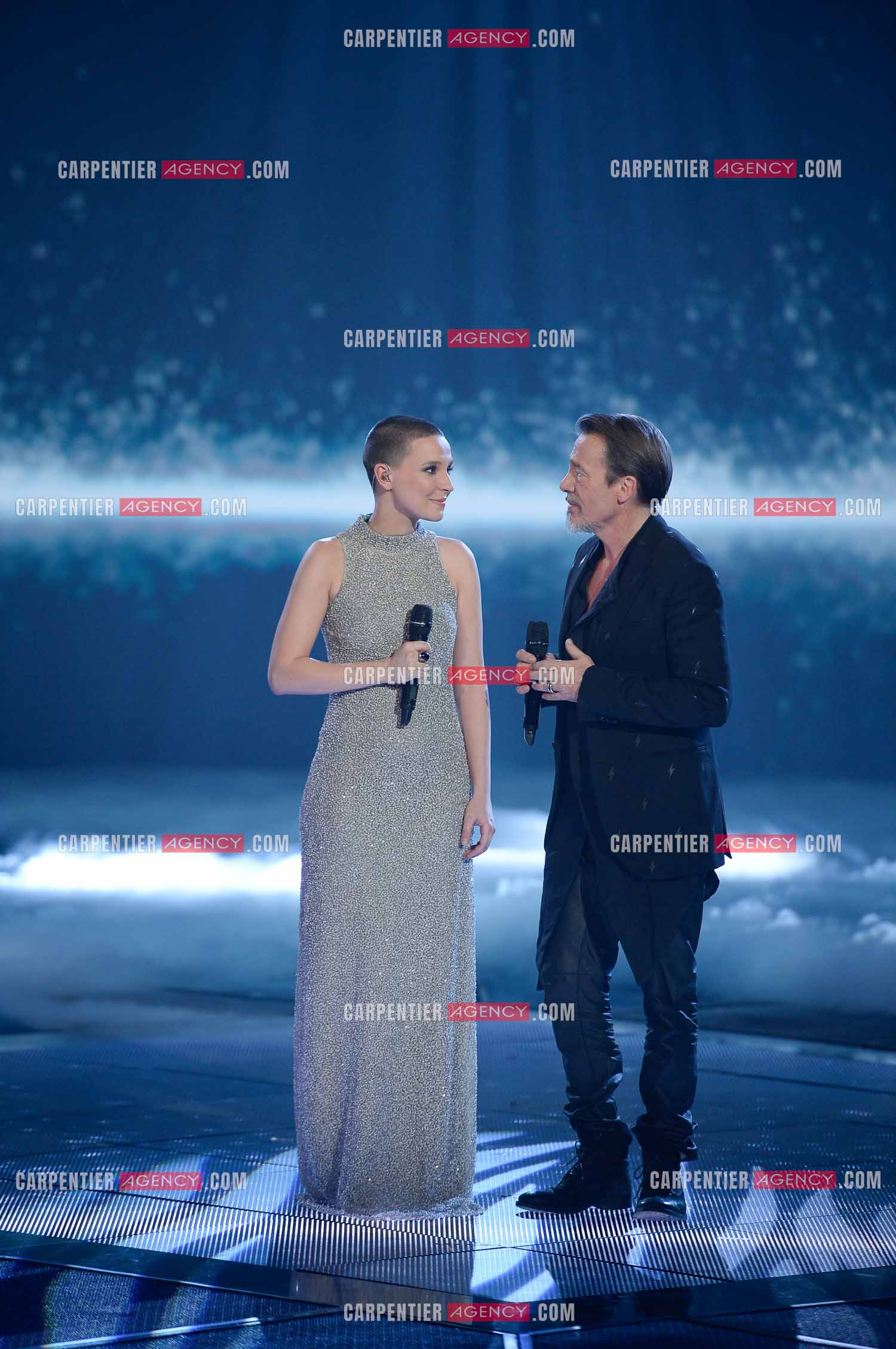 Saison 4 de l'émission The Voice en 2015. Duo entre la finaliste Anne Sila et son coach Florent Pagny.         ( Exclusif )