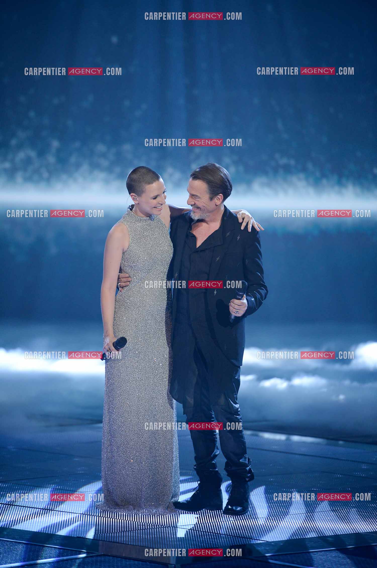 Saison 4 de l'émission The Voice en 2015. Duo entre la finaliste Anne Sila et son coach Florent Pagny.         ( Exclusif )