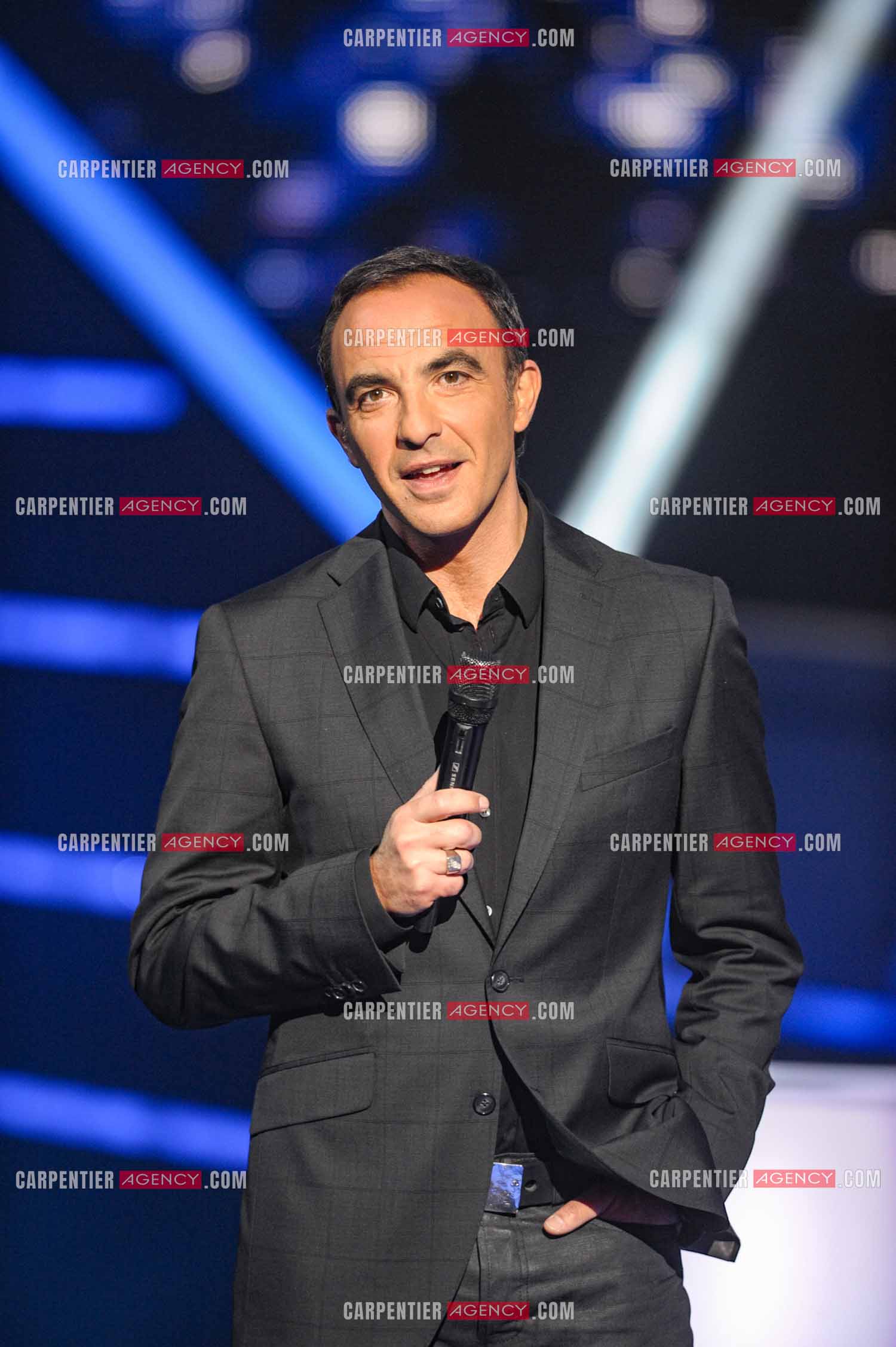 L'animateur Nikos Aliagas lors de l'émission The Voice.     ( Exclusif )