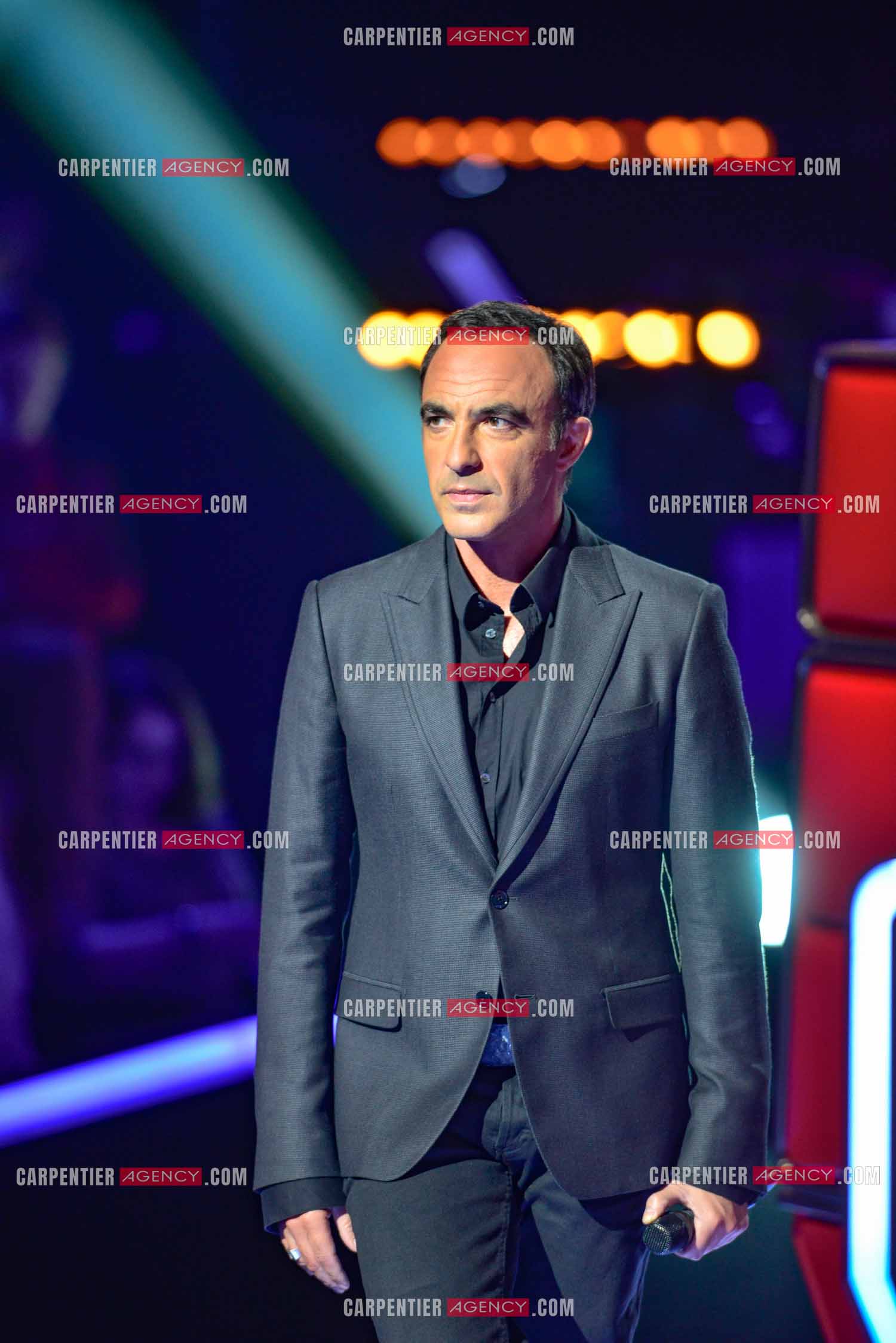 L'animateur Nikos Aliagas lors de l'émission The Voice.     ( Exclusif )