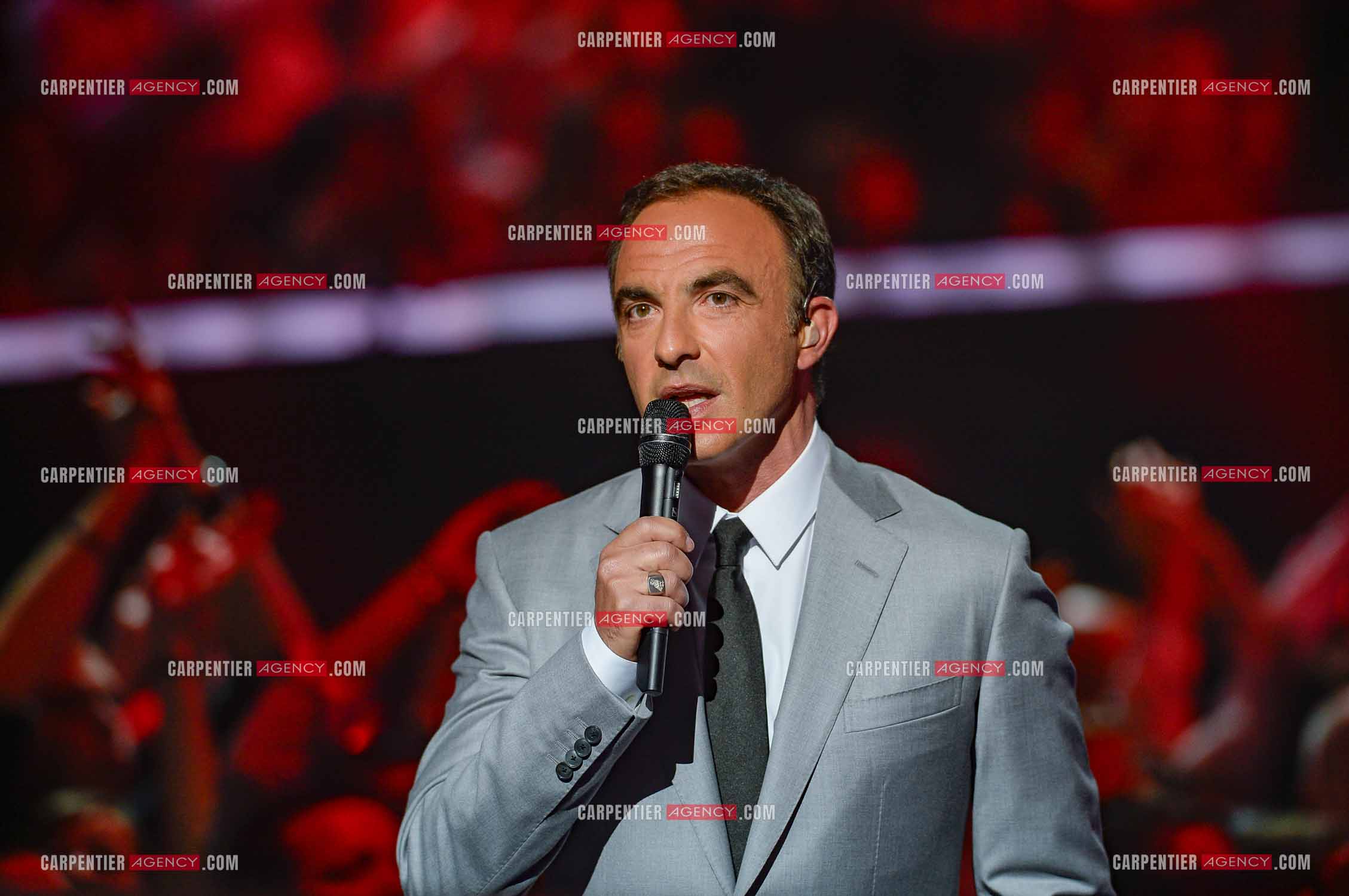 L'animateur Nikos Aliagas lors de l'émission The Voice.     ( Exclusif )