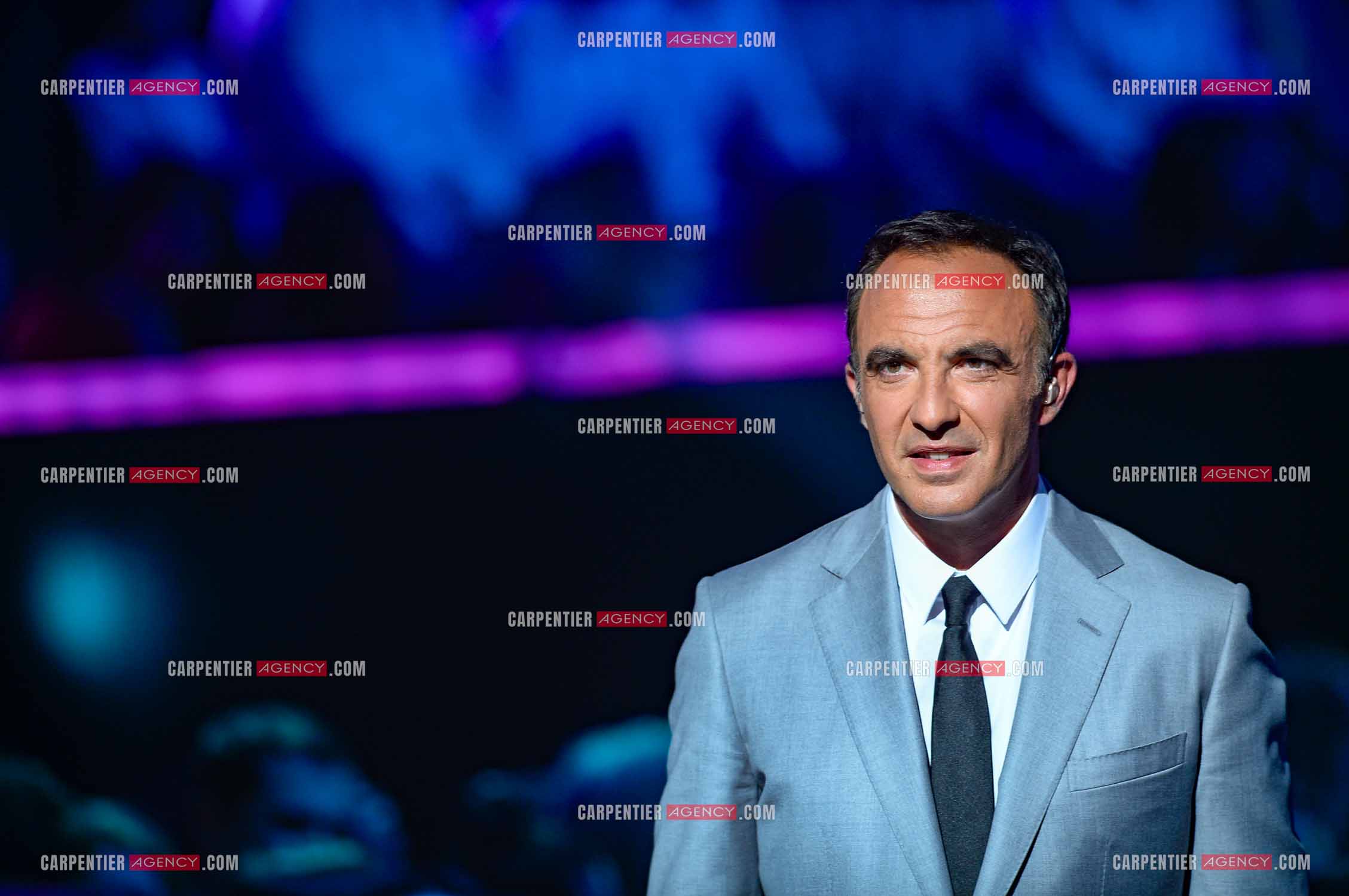 L'animateur Nikos Aliagas lors de l'émission The Voice.     ( Exclusif )