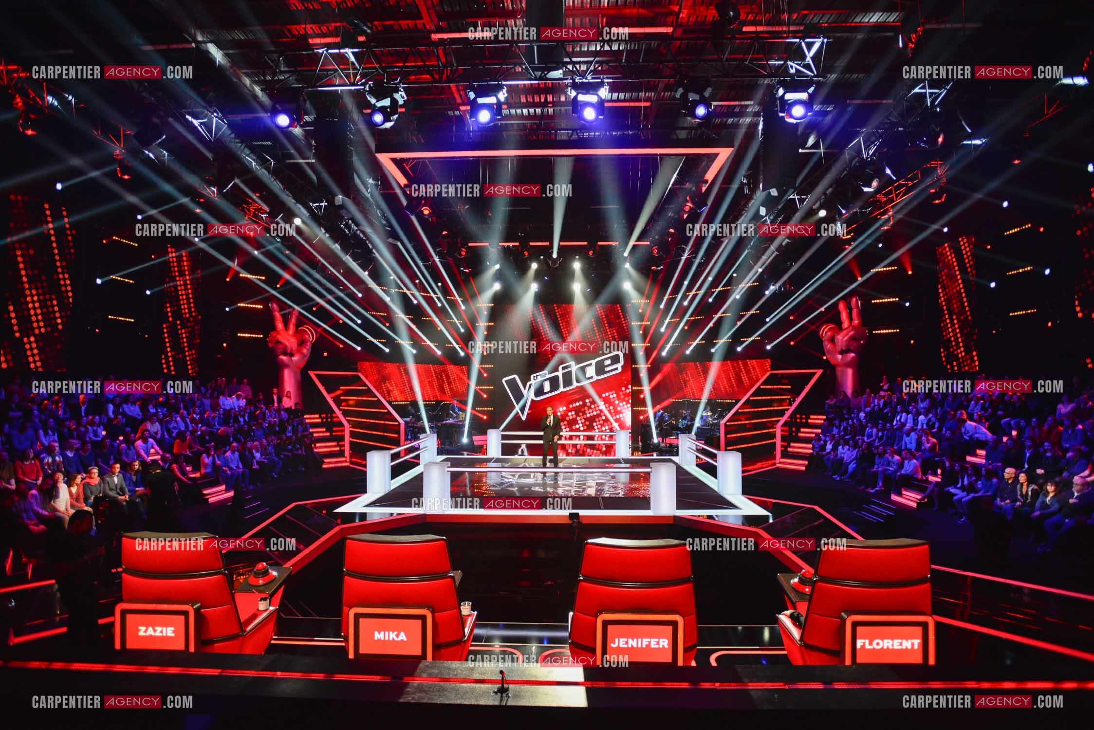 L'animateur Nikos Aliagas lors de l'émission The Voice.     ( Exclusif )