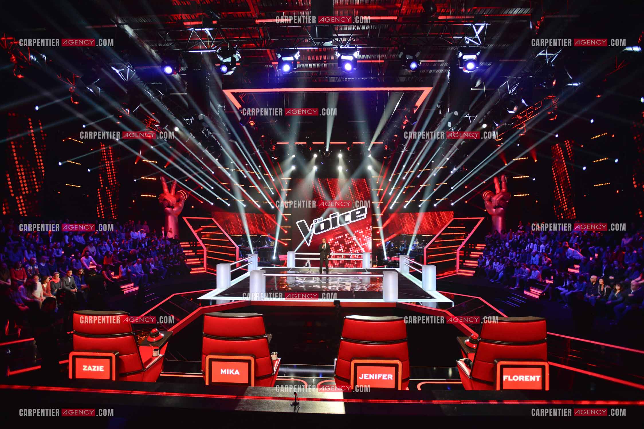 L'animateur Nikos Aliagas lors de l'émission The Voice.     ( Exclusif )