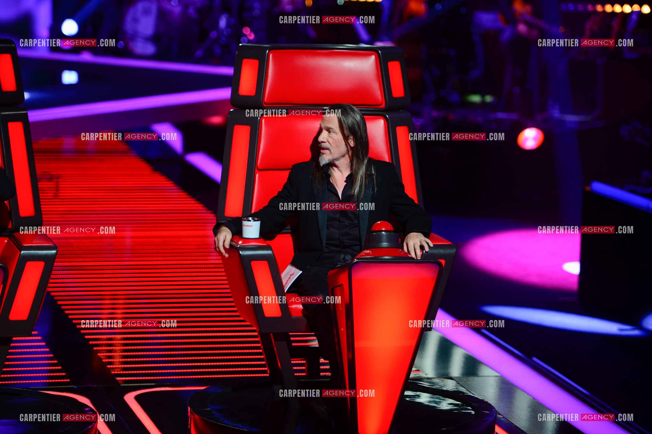Le coach Florent Pagny sur le plateau de l'émission THE VOICE.           ( Exclusif )