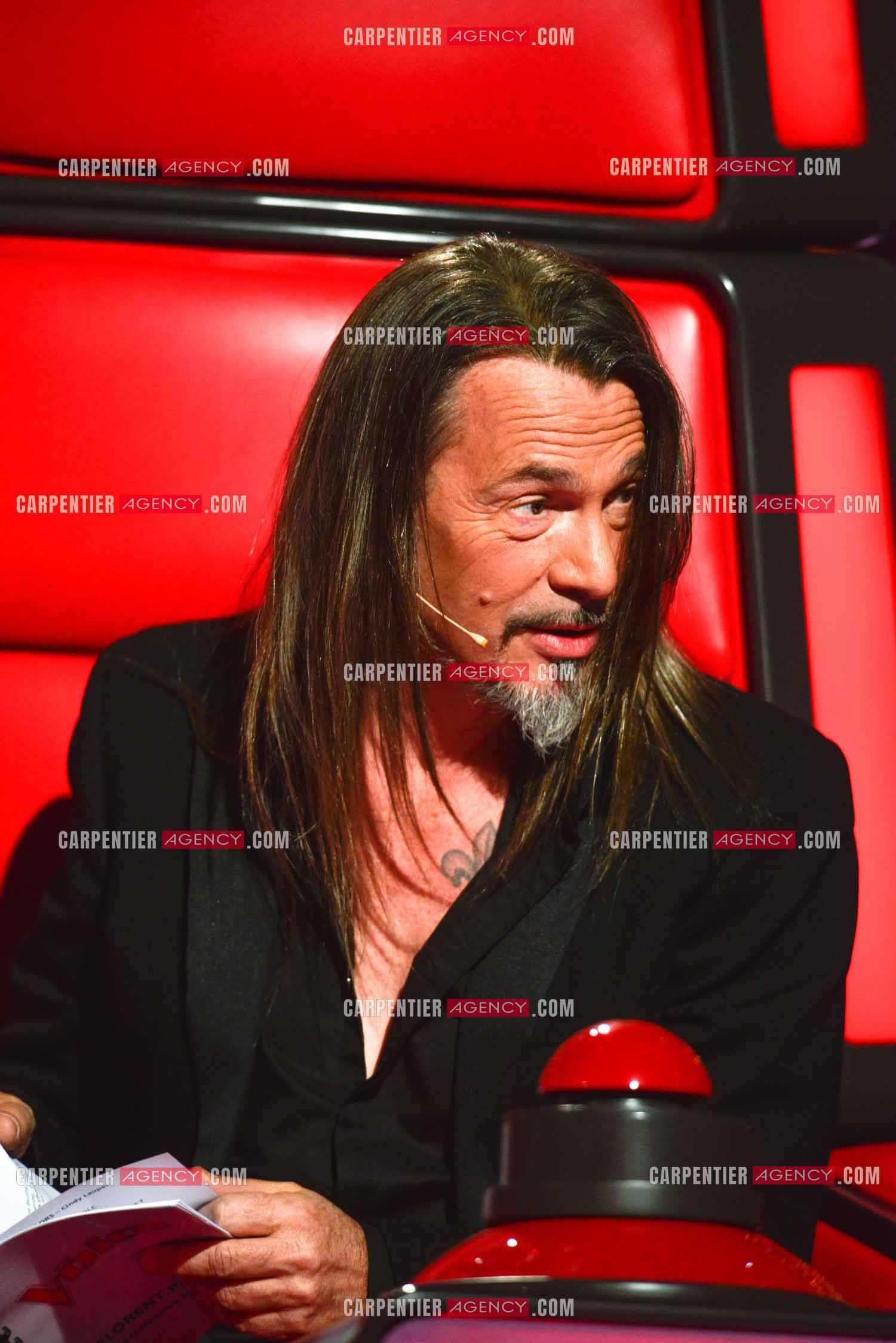 Le coach Florent Pagny sur le plateau de l'émission THE VOICE.           ( Exclusif )