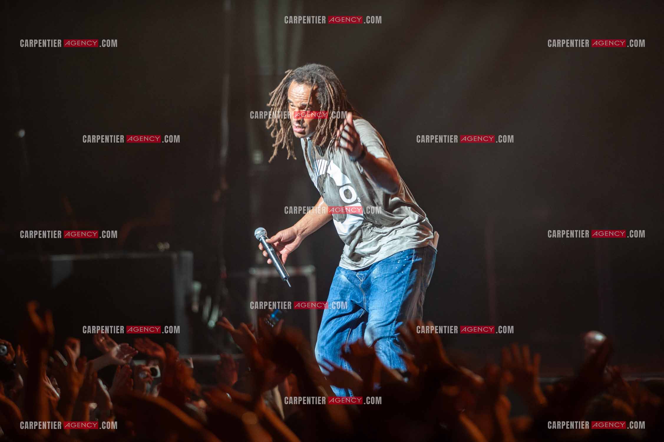 Grand concert au Zénith de Paris “ ULTIMATUM PLANETE ZÉNITH “ le 22 Nov 2009. Le chanteur Yannick Noah.                                    ( Exclusif )