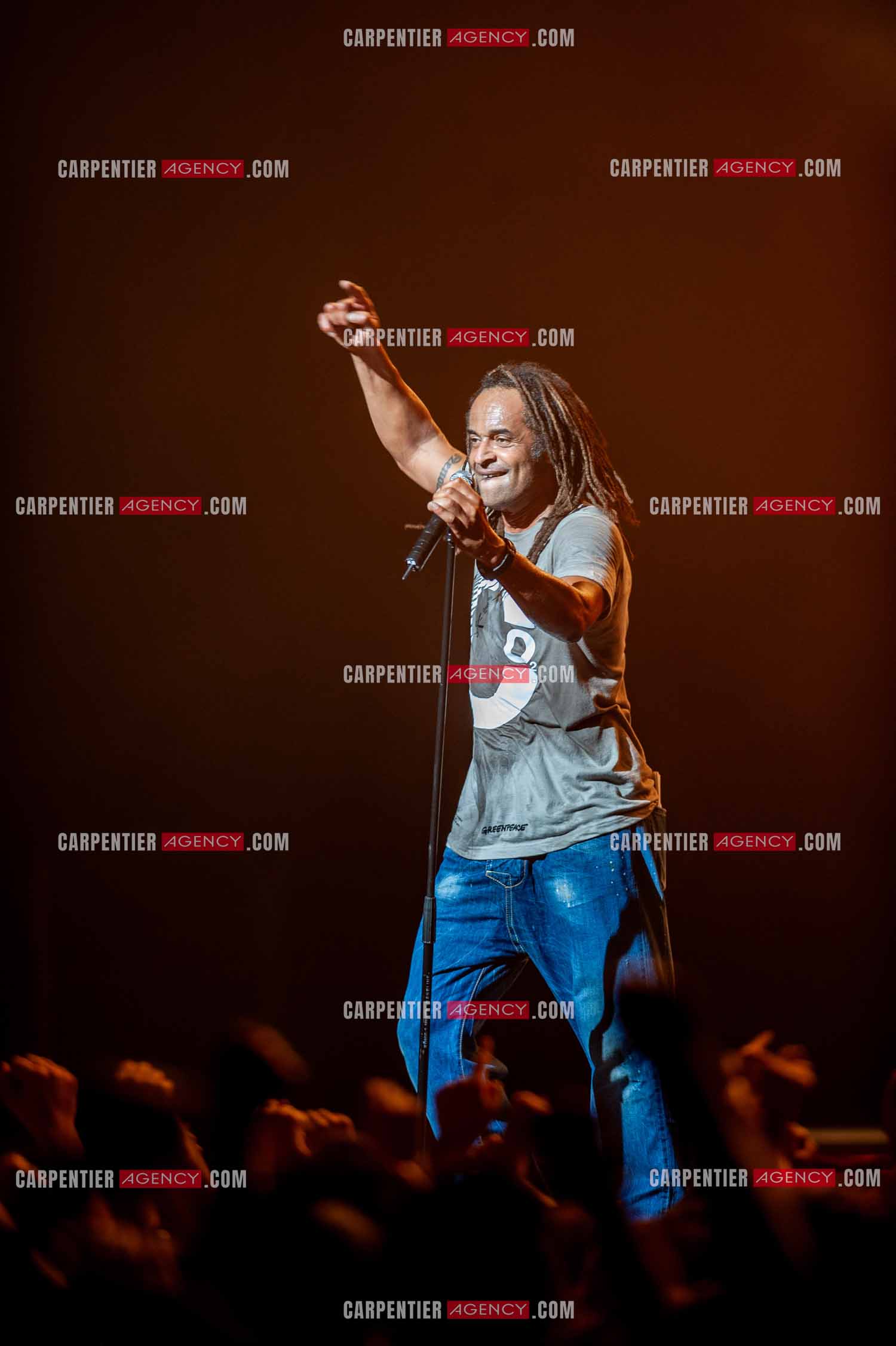 Grand concert au Zénith de Paris “ ULTIMATUM PLANETE ZÉNITH “ le 22 Nov 2009. Le chanteur Yannick Noah.                                    ( Exclusif )