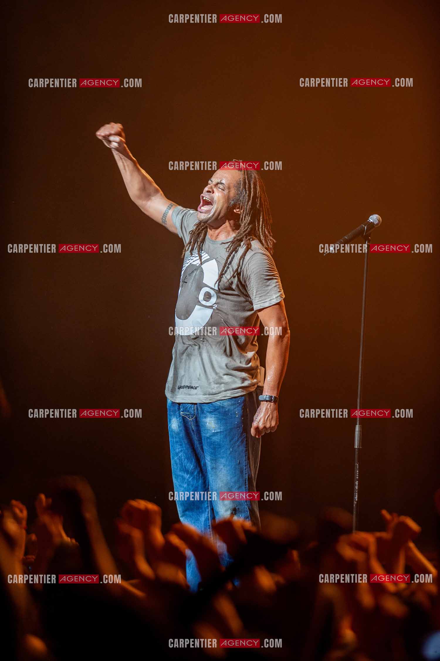 Grand concert au Zénith de Paris “ ULTIMATUM PLANETE ZÉNITH “ le 22 Nov 2009. Le chanteur Yannick Noah.                                    ( Exclusif )
