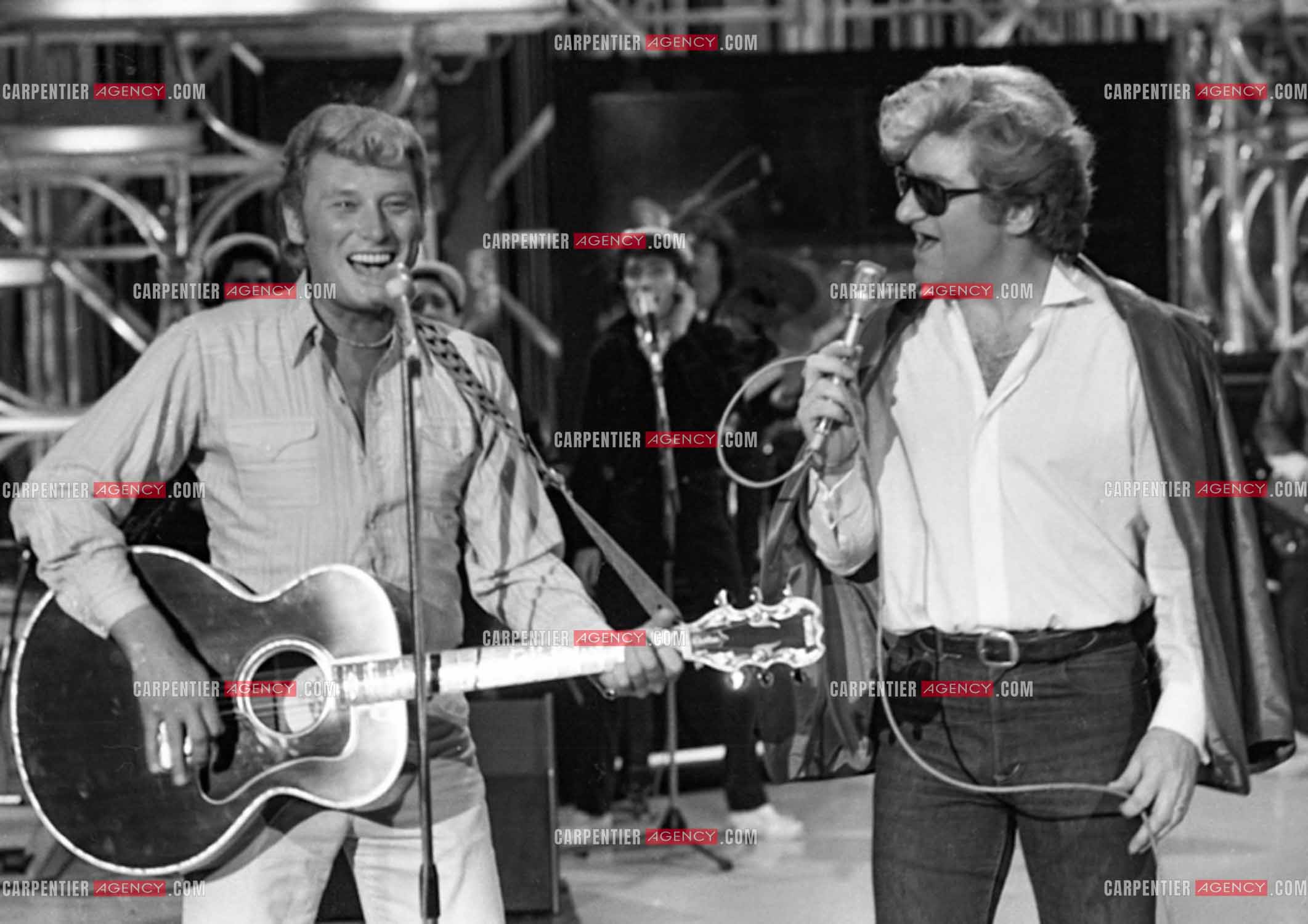 Enregistrement de l'émission “Palmarès 80“ avec Eddy Mitchell et Johnny Hallyday le 12 nov 1981.  ( Exclusif )