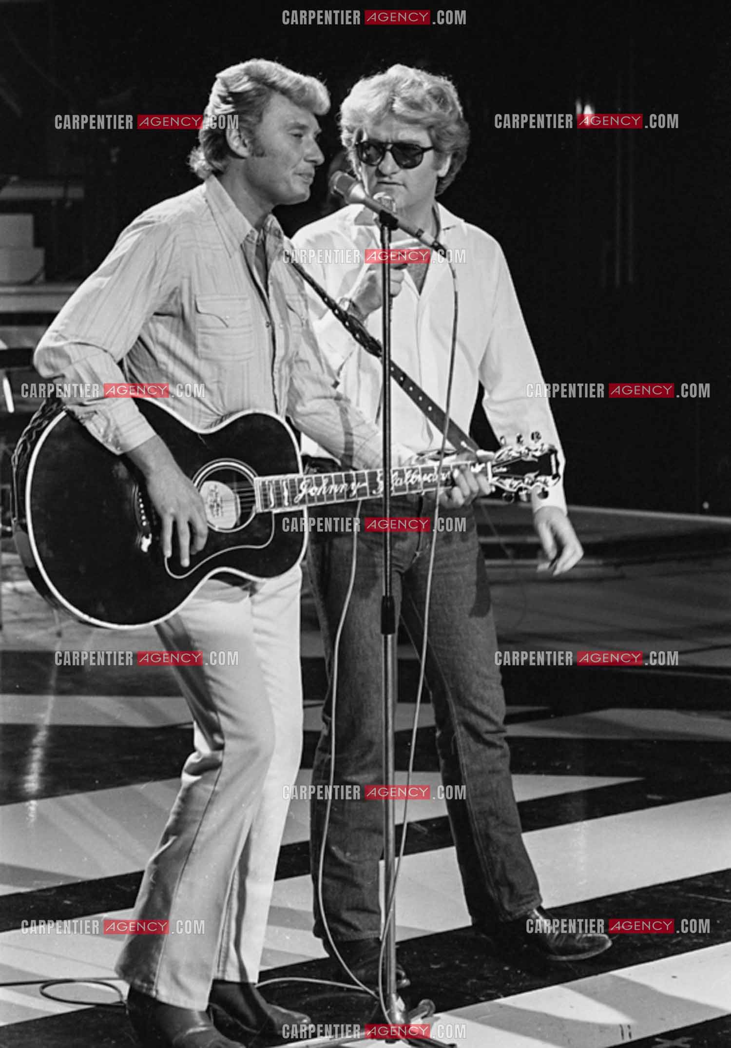 Enregistrement de l'émission “Palmarès 80“ avec Eddy Mitchell et Johnny Hallyday le 12 nov 1981.  ( Exclusif )