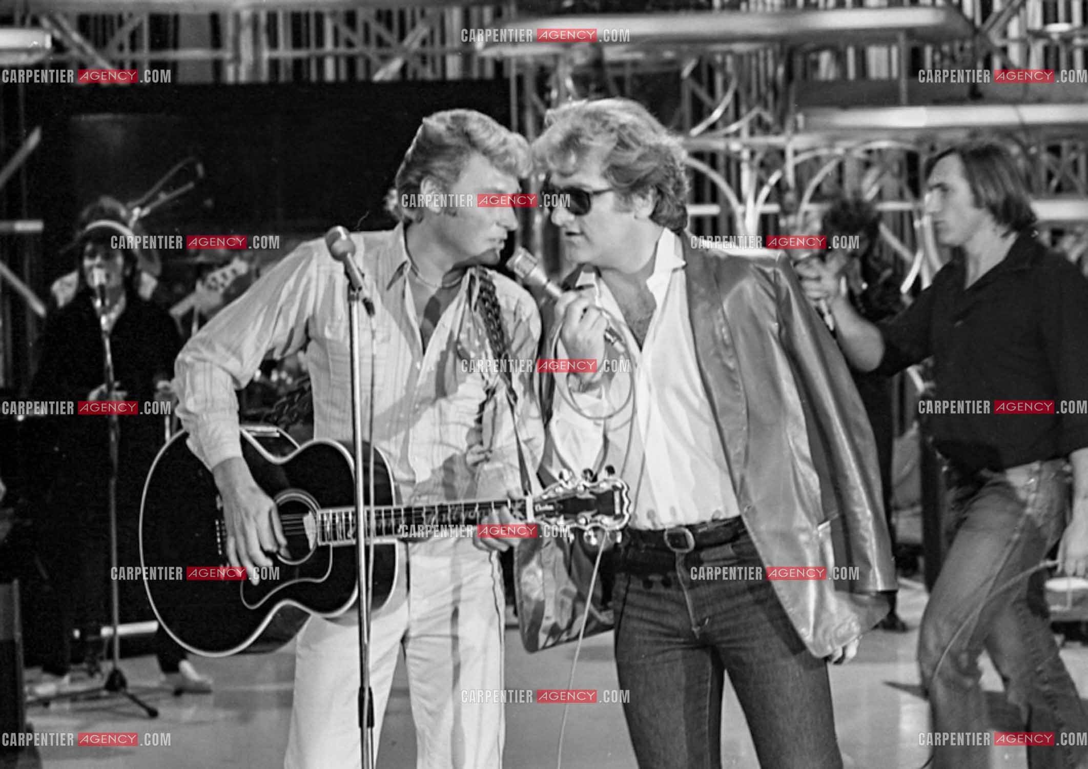 Enregistrement de l'émission “Palmarès 80“ avec Eddy Mitchell et Johnny Hallyday le 12 nov 1981.  ( Exclusif )