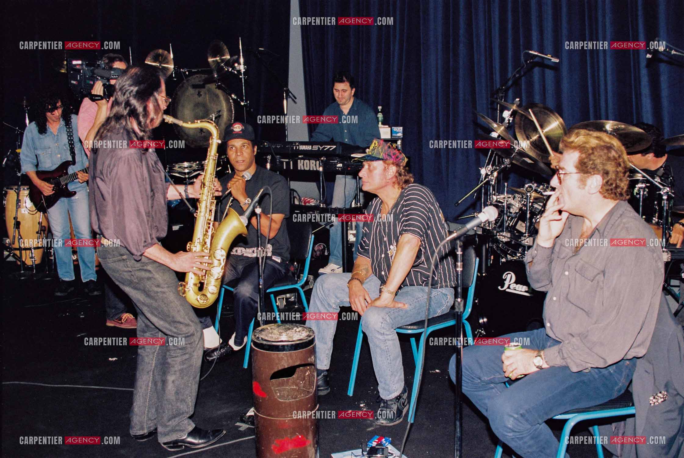 Répétitions au Studio “LONG COURRIER“ de Johnny Hallyday et Eddy Mitchell sous la direction artistique de Erick Bamy.  ( Exclusif )