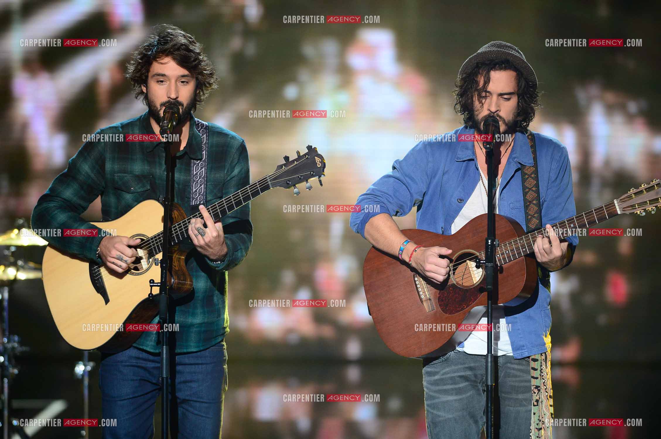 Les Fréro Delavega lors de l'émission The Voice.  ( Exclusif )