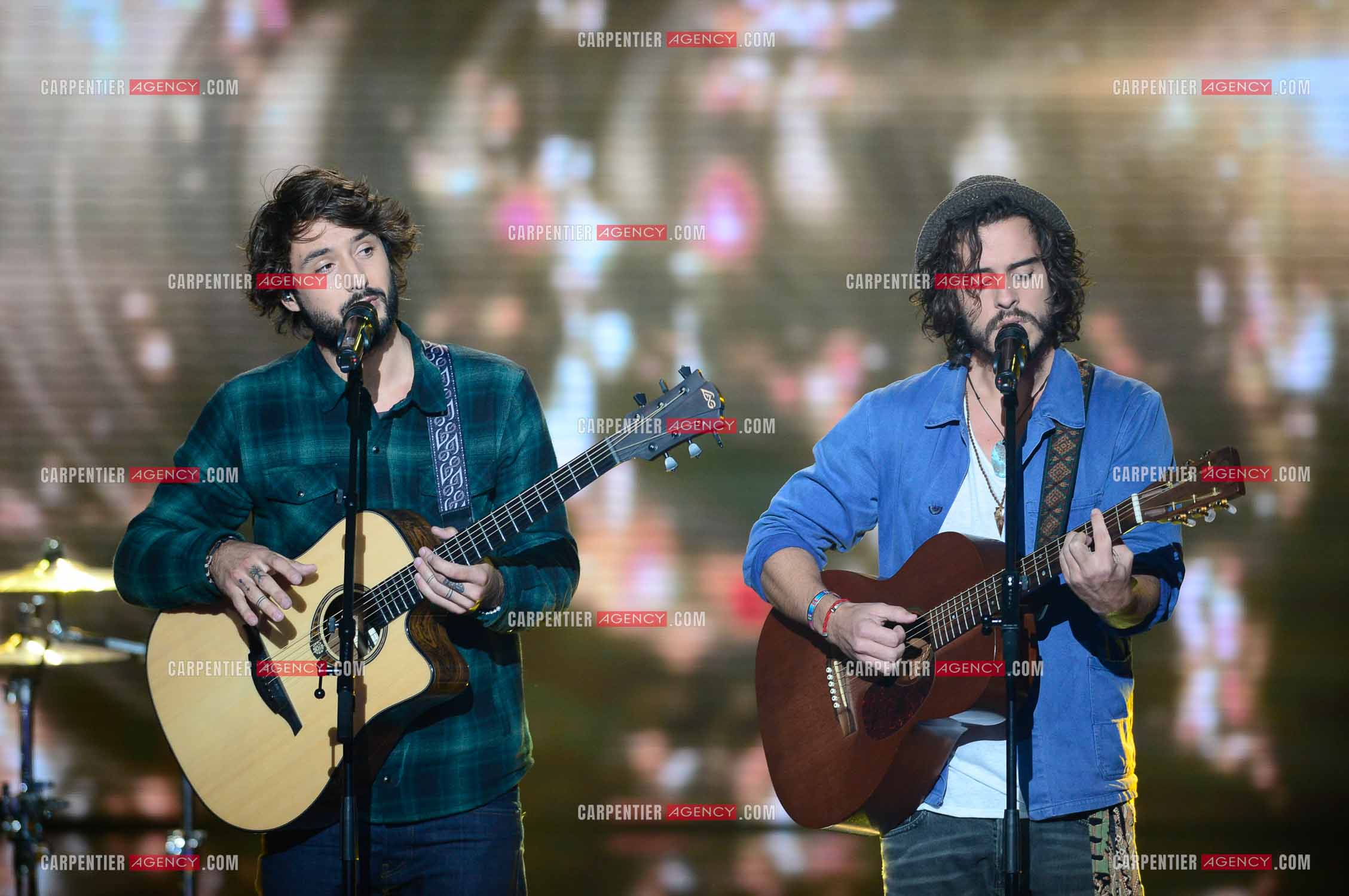 Les Fréro Delavega lors de l'émission The Voice.  ( Exclusif )