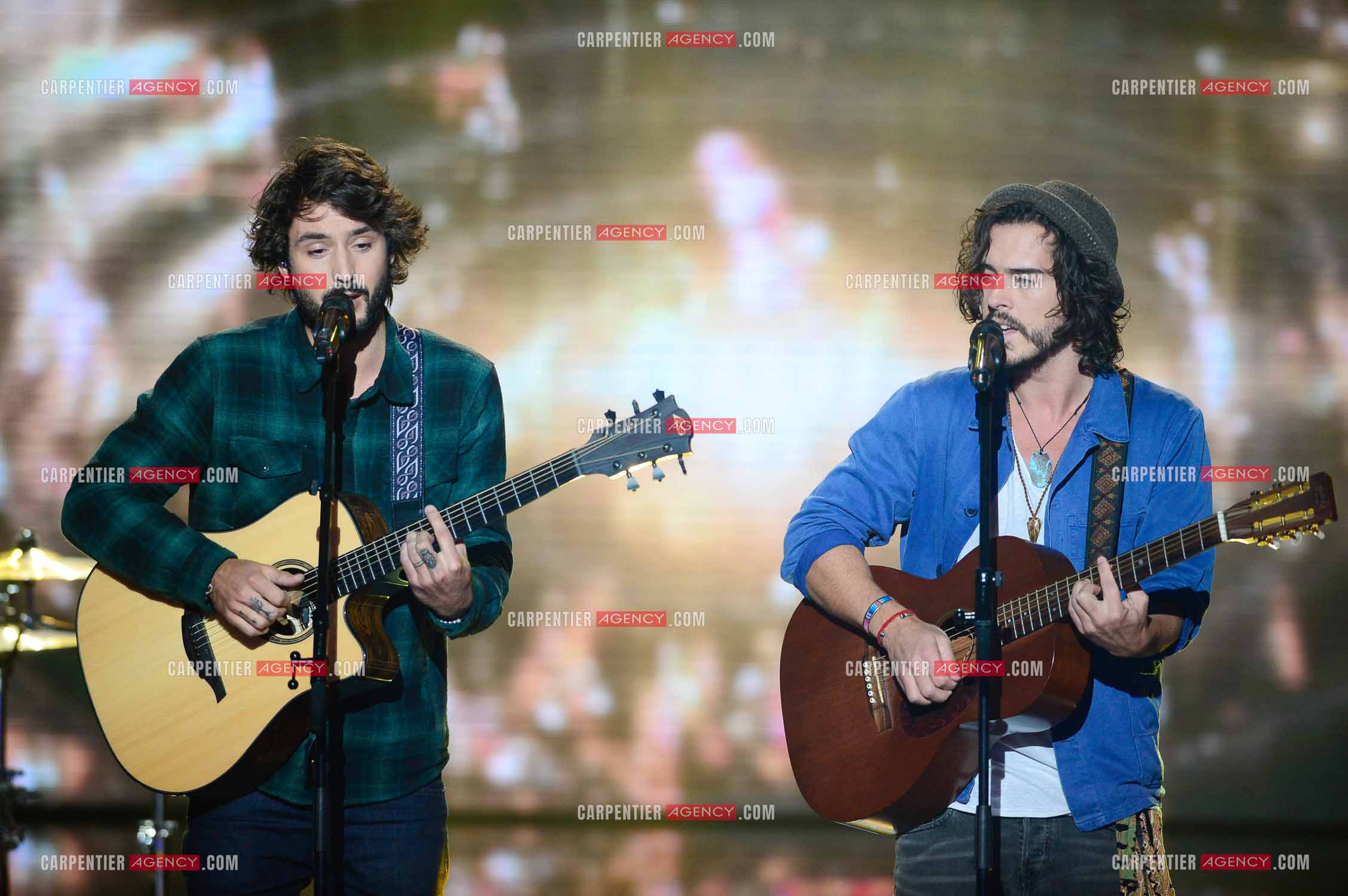 Les Fréro Delavega lors de l'émission The Voice.  ( Exclusif )