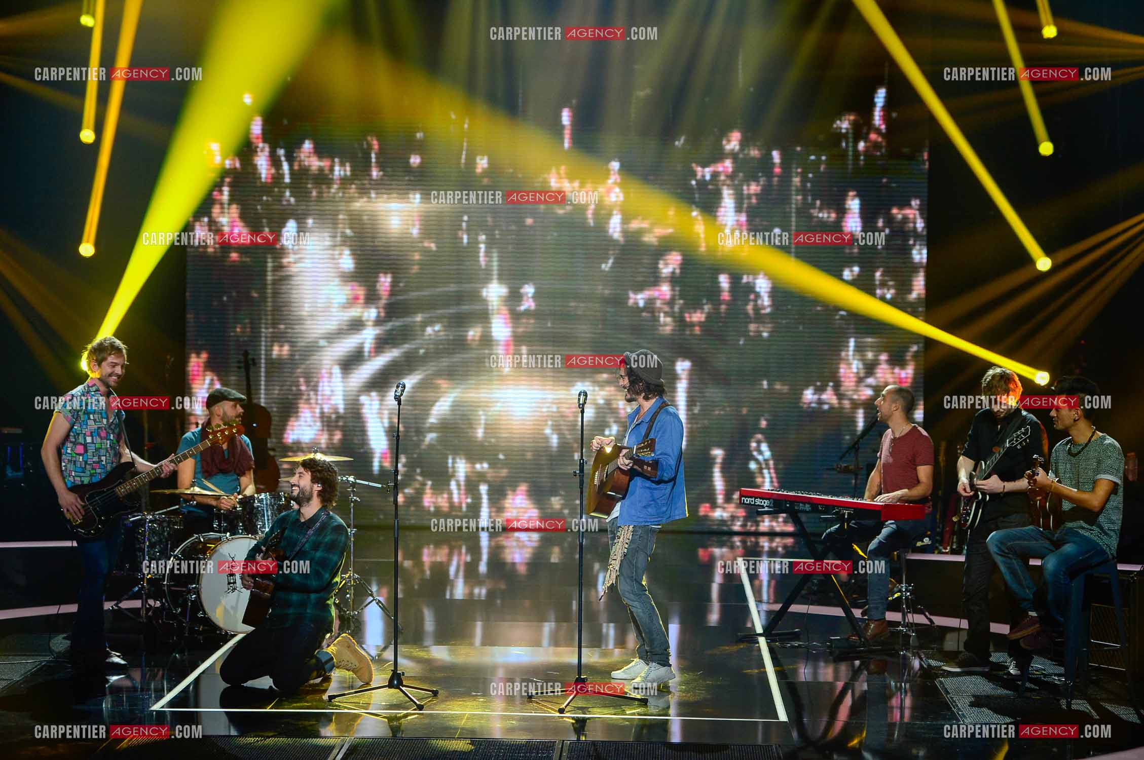 Les Fréro Delavega lors de l'émission The Voice.  ( Exclusif )