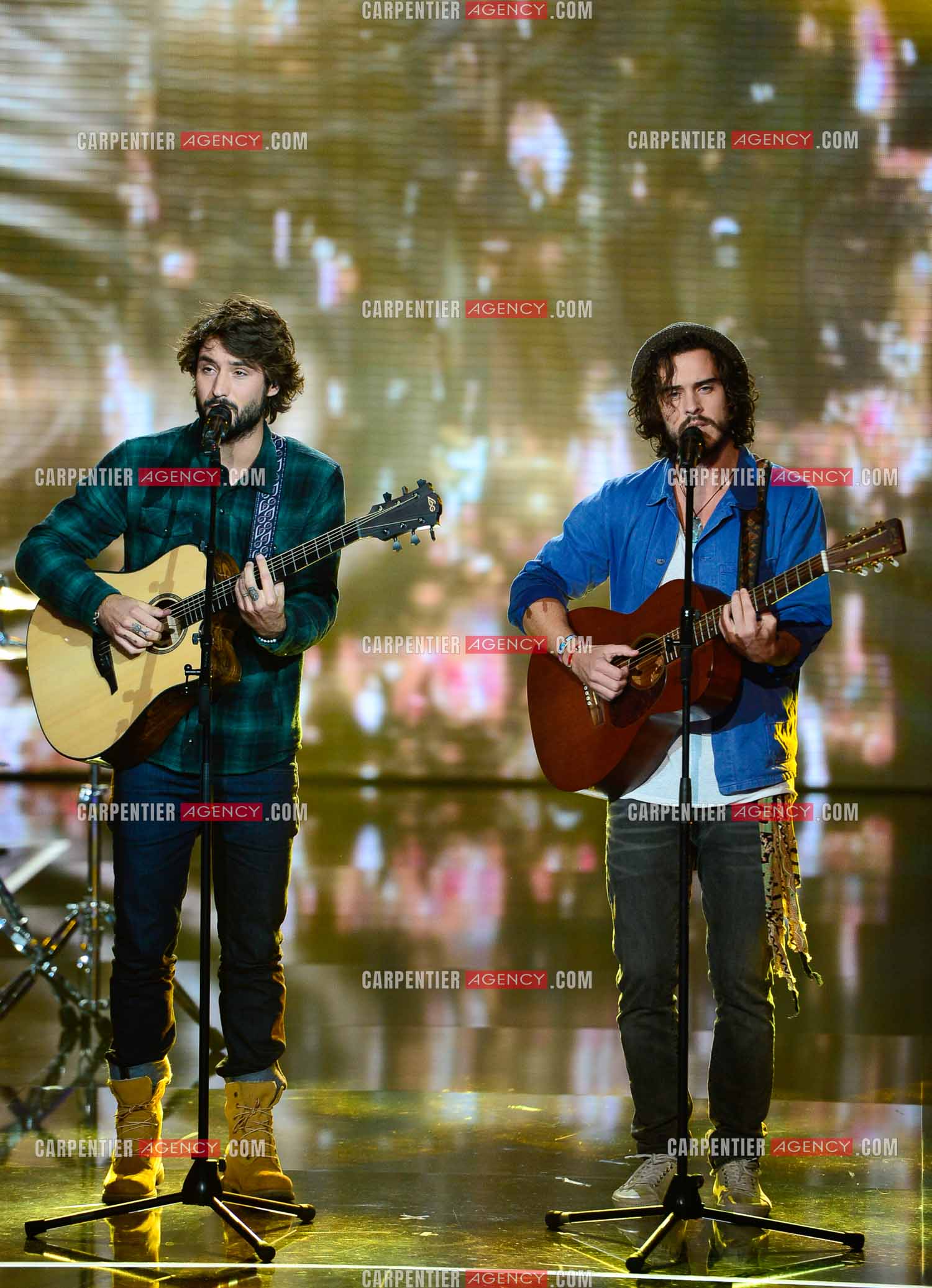 Les Fréro Delavega lors de l'émission The Voice.  ( Exclusif )