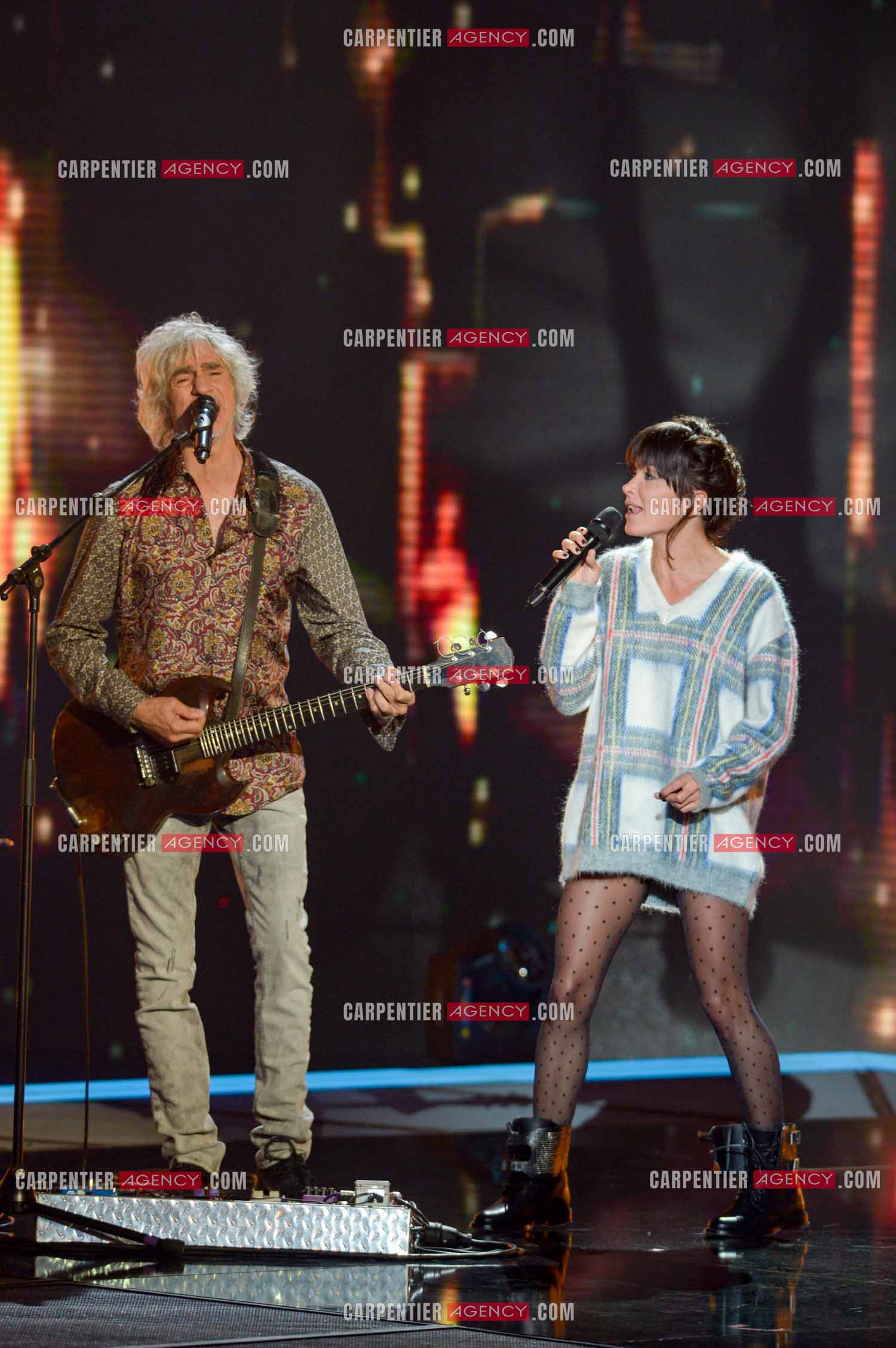 Les deux coachs de l'émission The Voice Kid's Louis Bertignac et Jenifer Bartoli.  ( Exclusif )