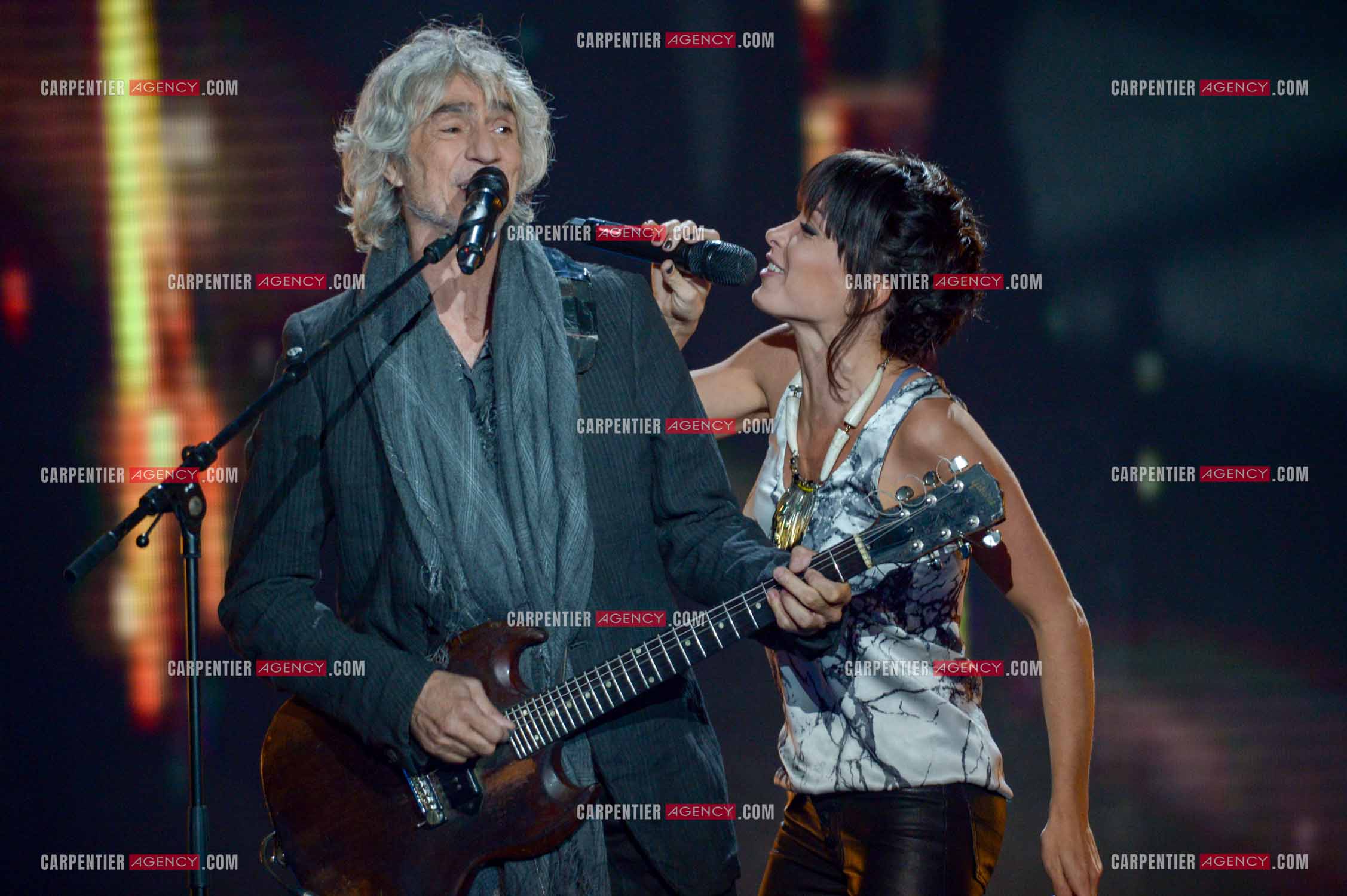 Les deux coachs de l'émission The Voice Kid's Louis Bertignac et Jenifer Bartoli.  ( Exclusif )