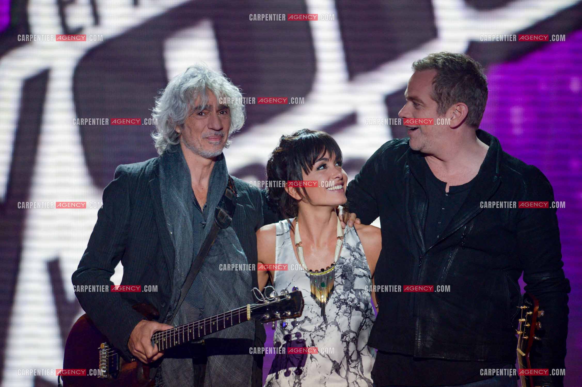 Les trois coachs de l'émission The Voice Kid's Jenifer Bartoli, Louis Bertignac et Garou.  ( Exclusif )