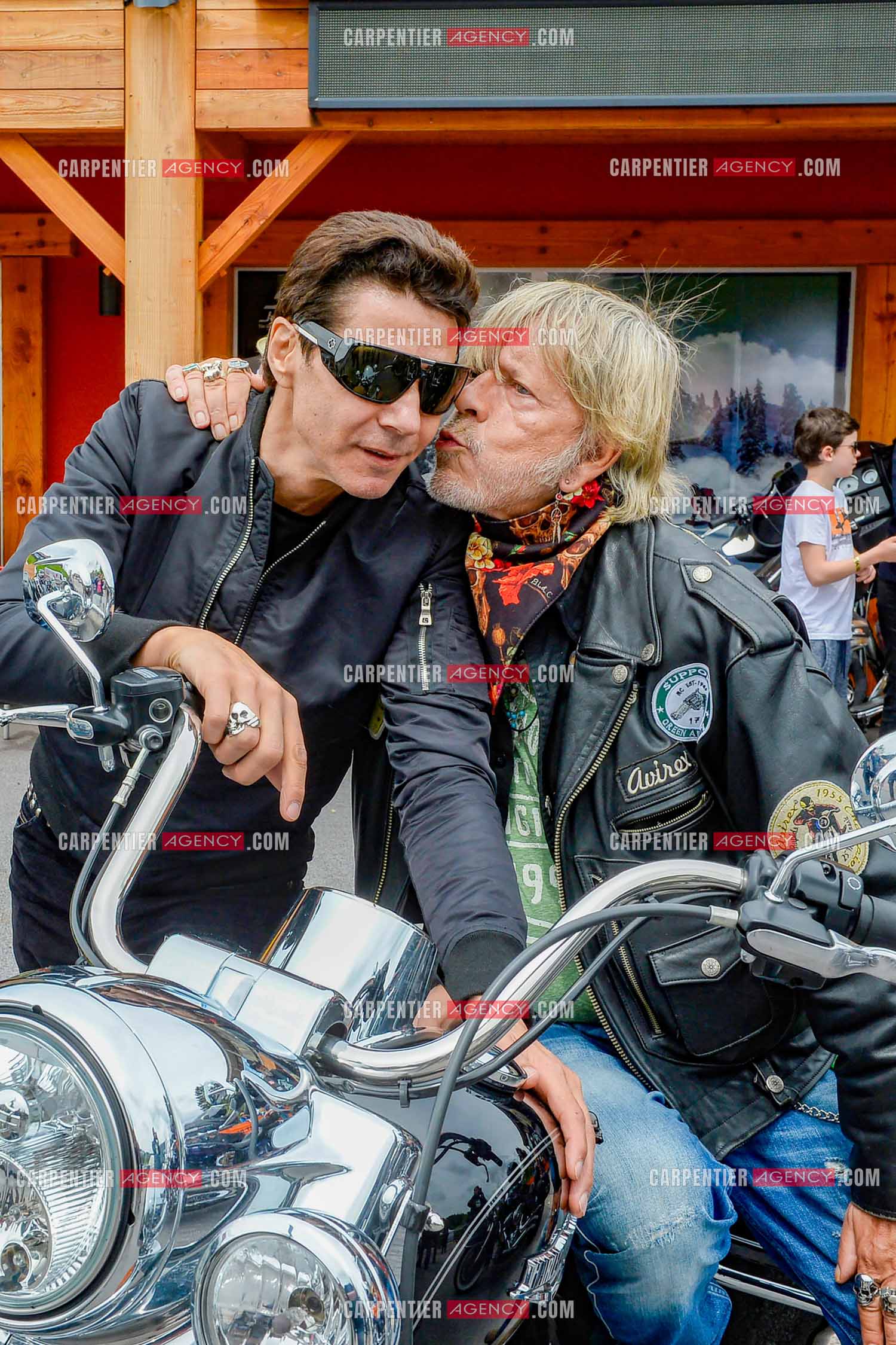 Le chanteur Renaud et son ami Jean-Luc Lahaye présent au festival Motordays à Gérardmer en 2016. (Exclusif )