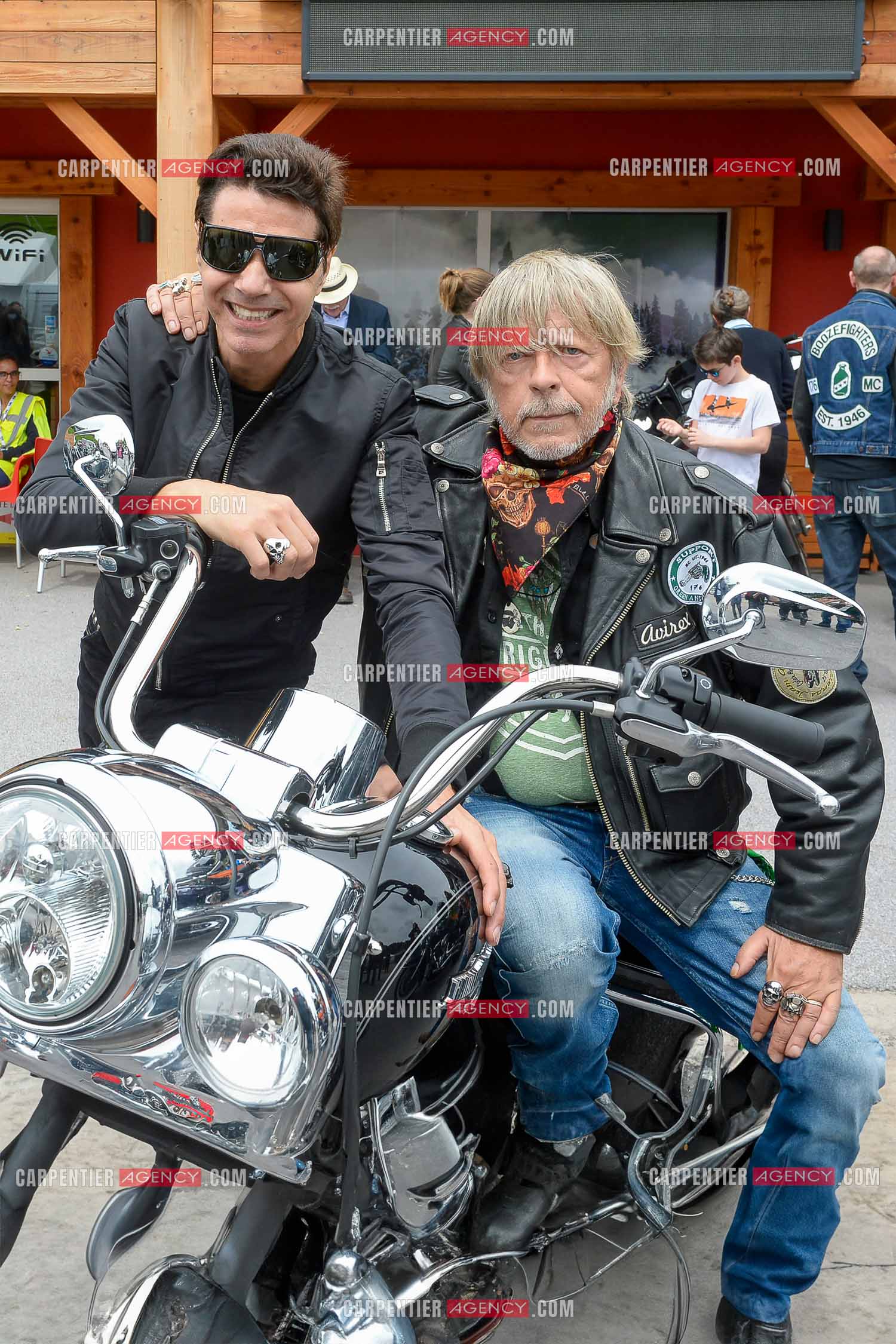 Le chanteur Renaud et son ami Jean-Luc Lahaye présent au festival Motordays à Gérardmer en 2016. (Exclusif )