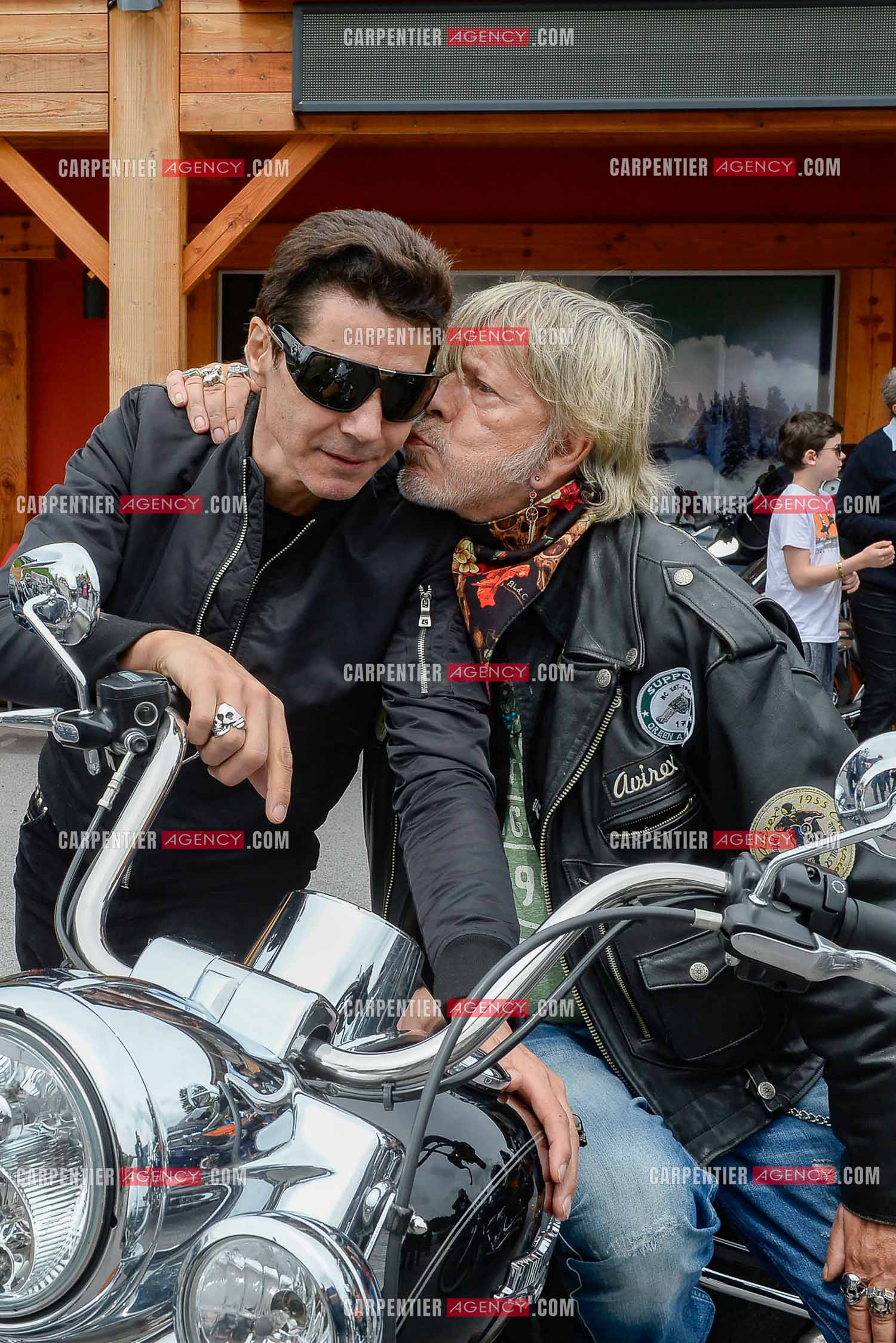 Le chanteur Renaud et son ami Jean-Luc Lahaye présent au festival Motordays à Gérardmer en 2016. (Exclusif )