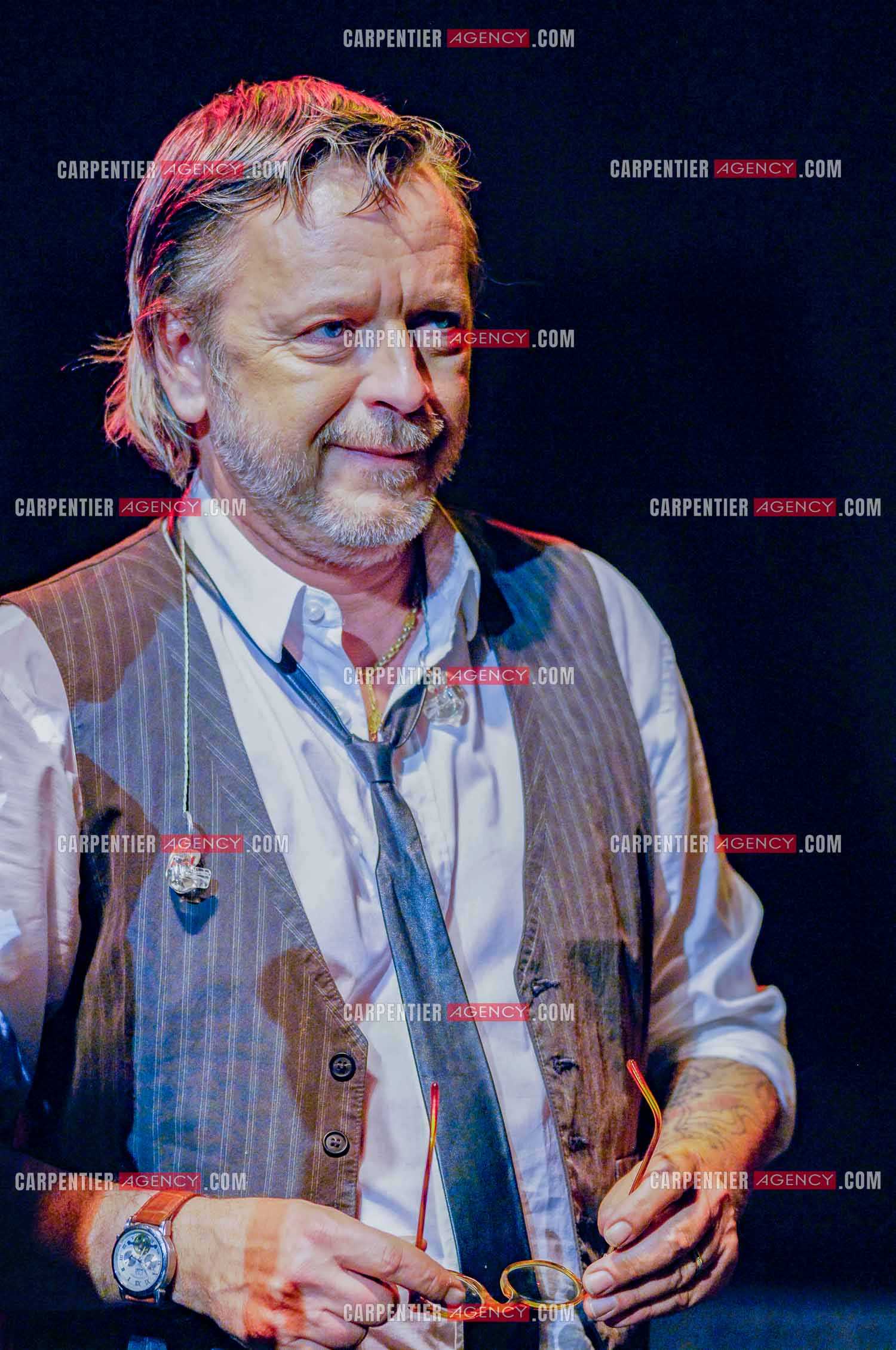 Le chanteur Renaud lors d'un concert de soutien au Zénith de Paris au profit de la libération d'Ingrid Betancourt.