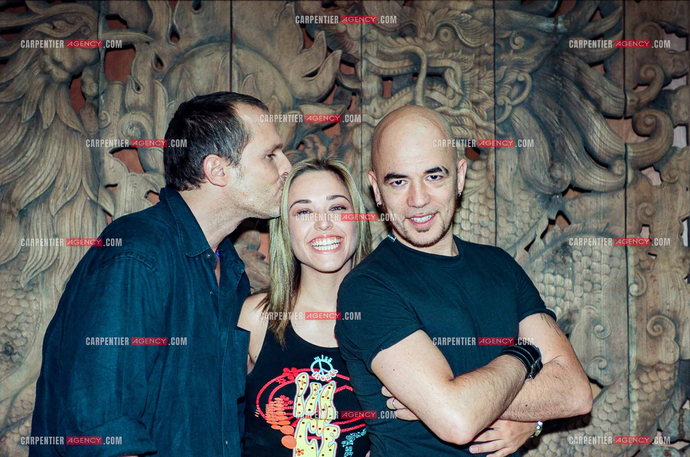 La chanteuse Natasha St-Pier et Miguel Bosé dans le studio d'enregistrement de Pascal Obispo à Suresnes.    ( Exclusif )