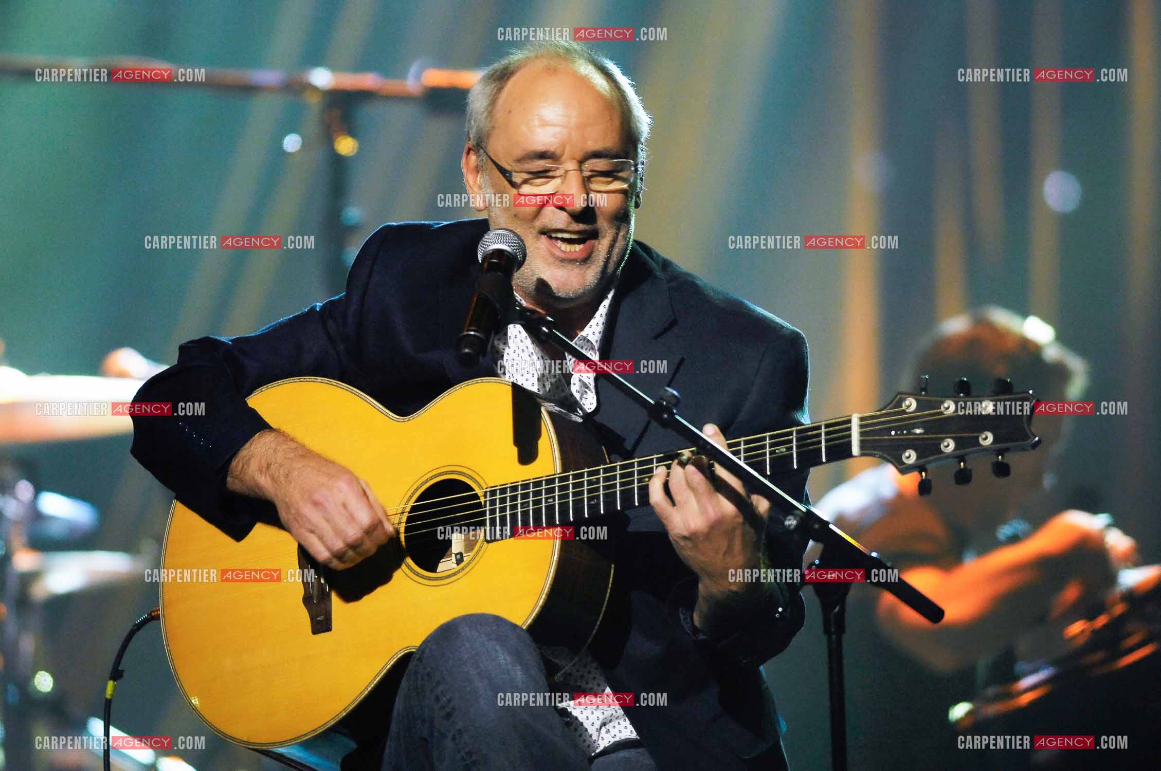 Le chanteur Maxime Leforestier au Zénith de Paris pour le concert SOL EN SI au profit du SIDA.