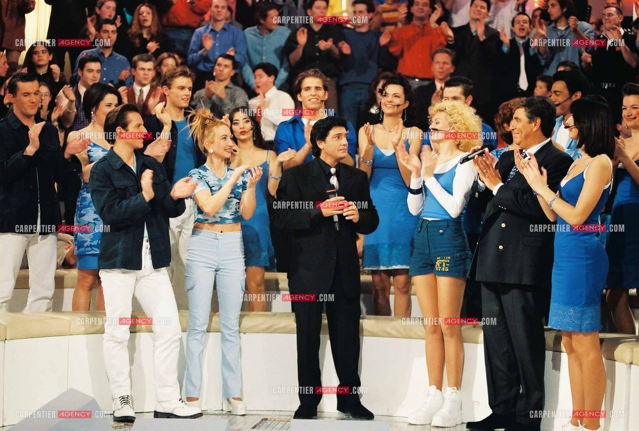 Le chanteur Frédéric François lors de l'enregistrement de l'émission “Les Années Tubes“ présentée par l'animateur Jean-Pierre Foucault.  ( Exclusif )