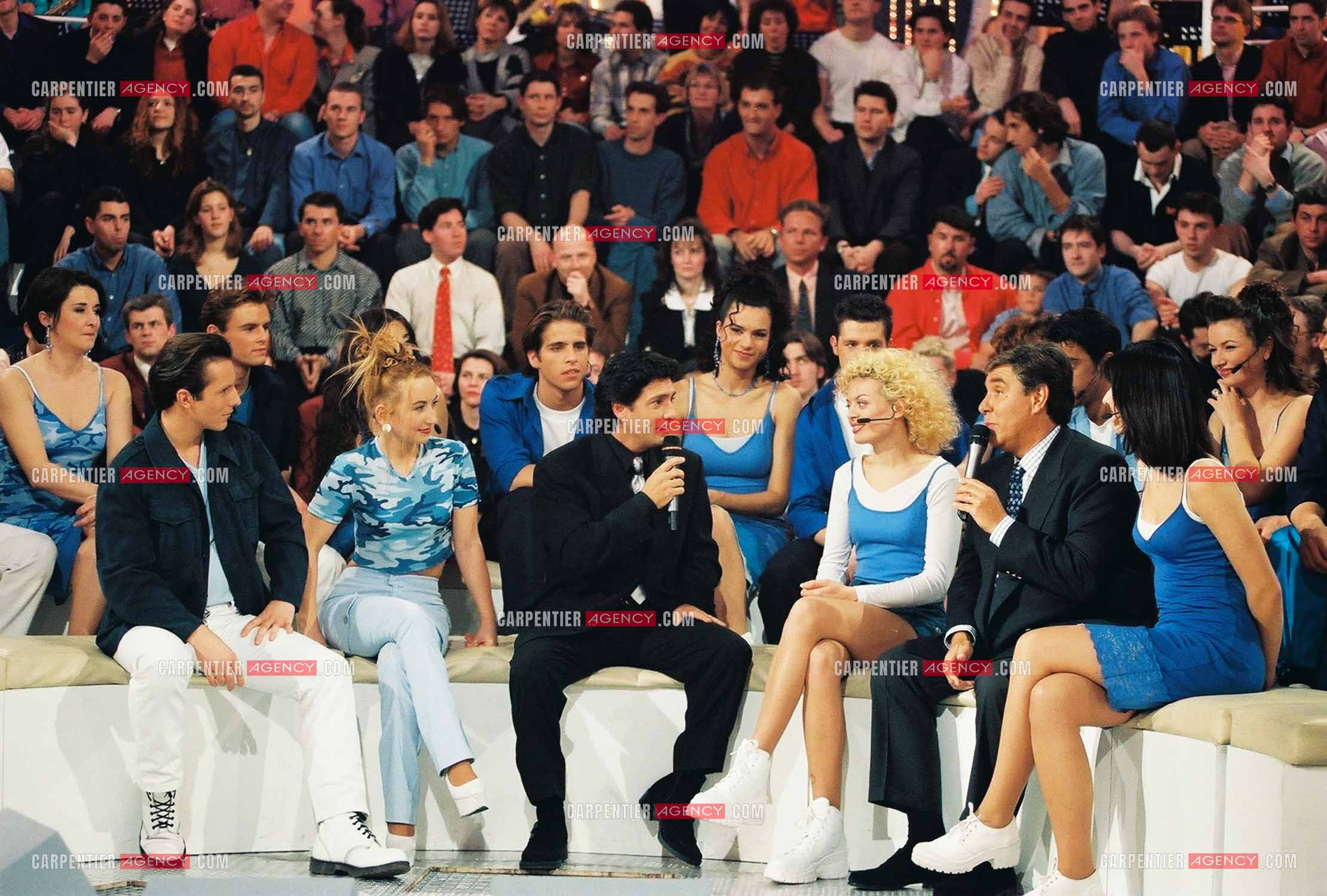 Le chanteur Frédéric François lors de l'enregistrement de l'émission “Les Années Tubes“ présentée par l'animateur Jean-Pierre Foucault.  ( Exclusif )