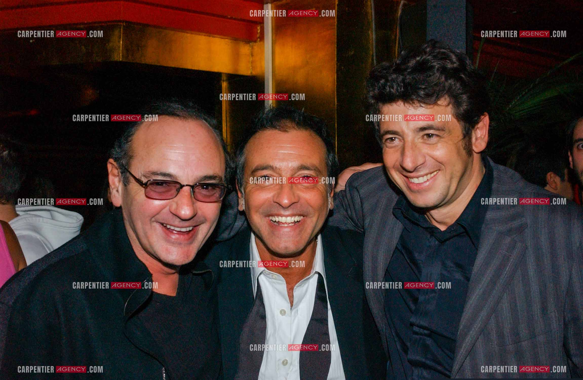 Félix Gray entouré de ses deux amis Gérard Presgurvic et Patrick Bruel.    ( Exclusif )